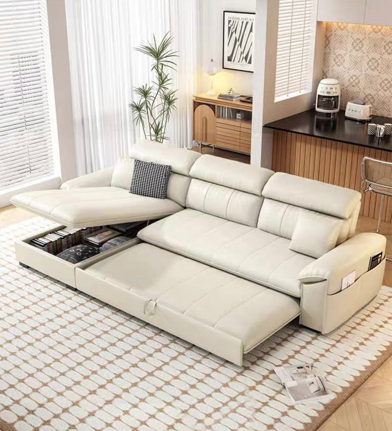 Home Atelier Kraven Scratch Resistant Leather Sofa Bed