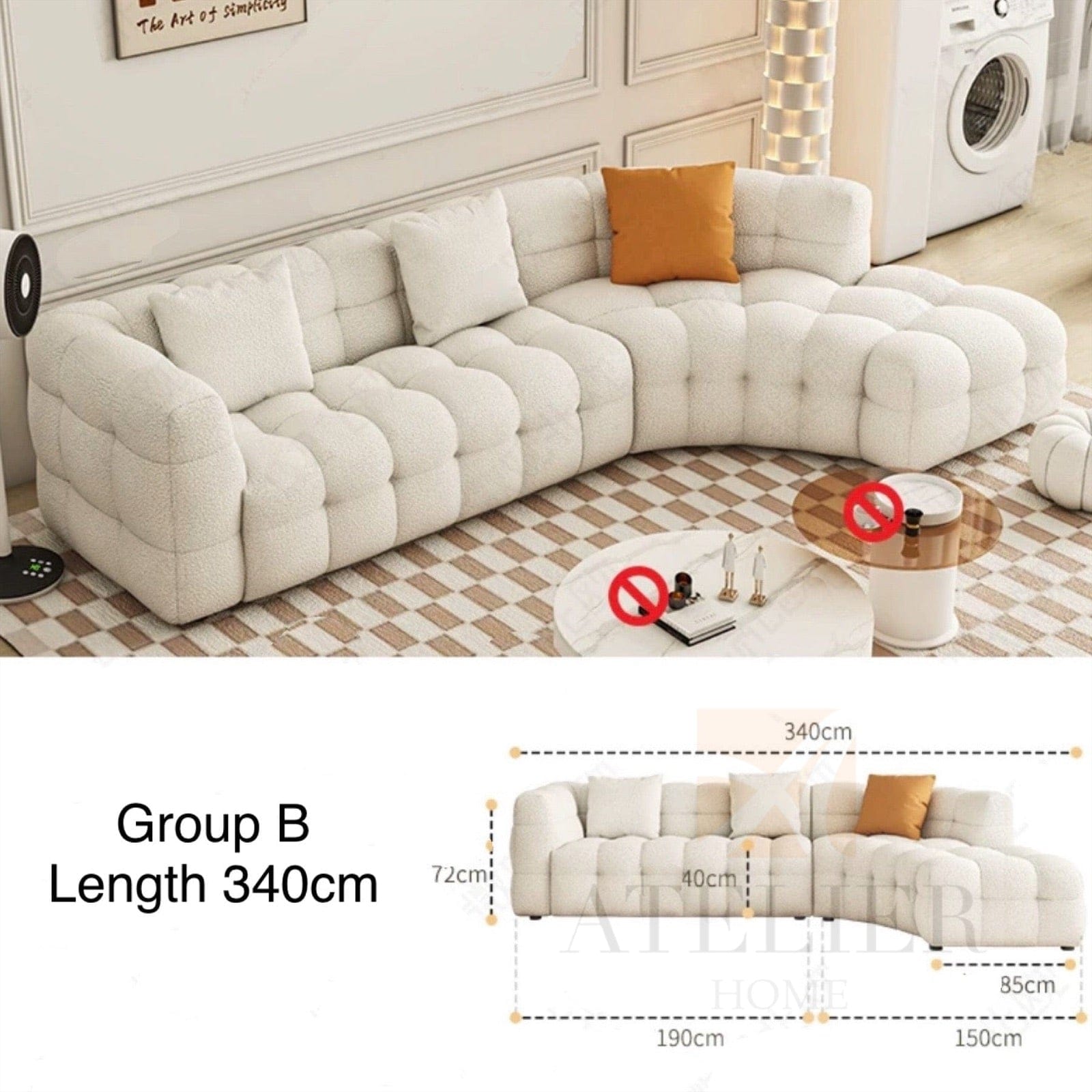 Home Atelier Lara Performance Boucle Curve Sofa
