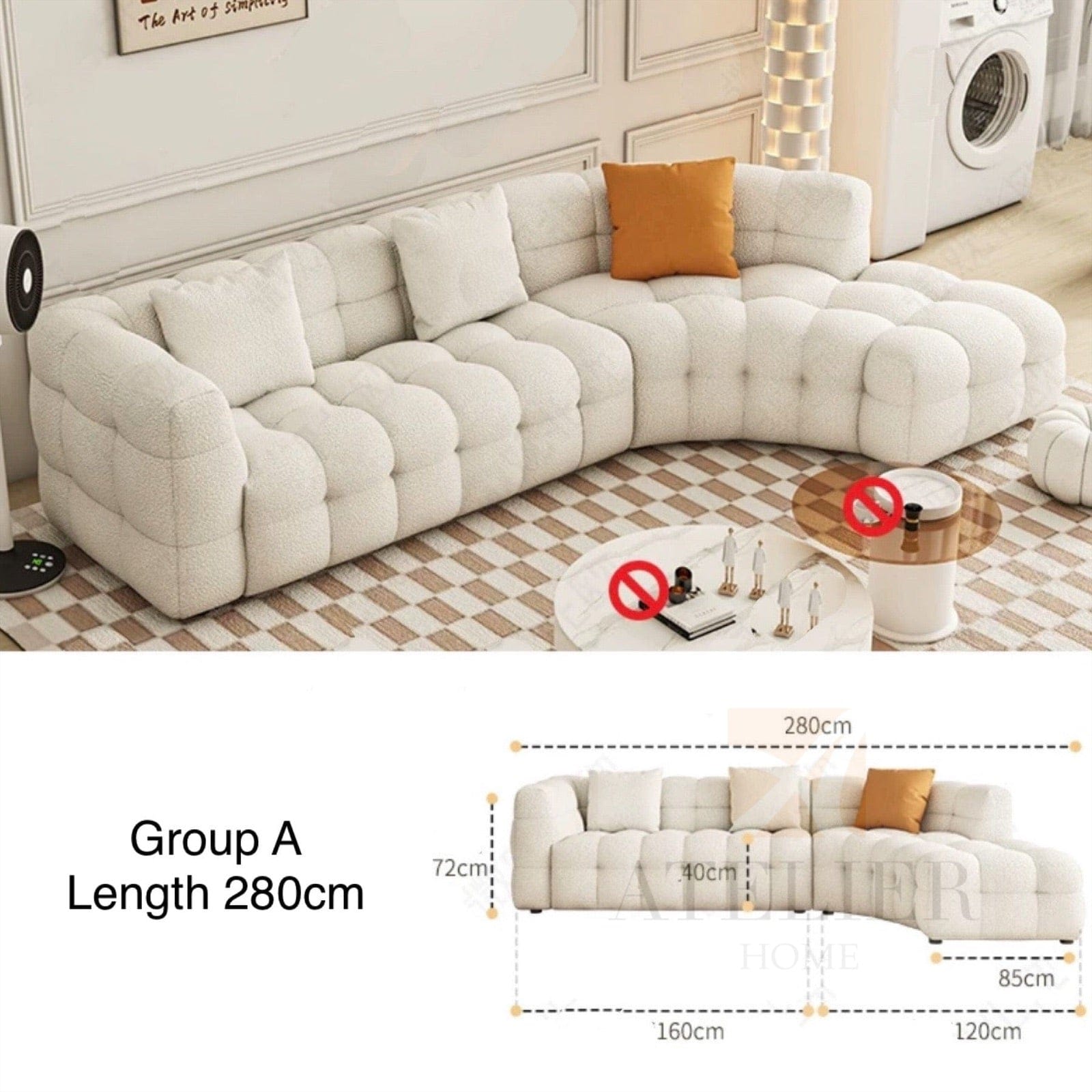 Home Atelier Lara Performance Boucle Curve Sofa