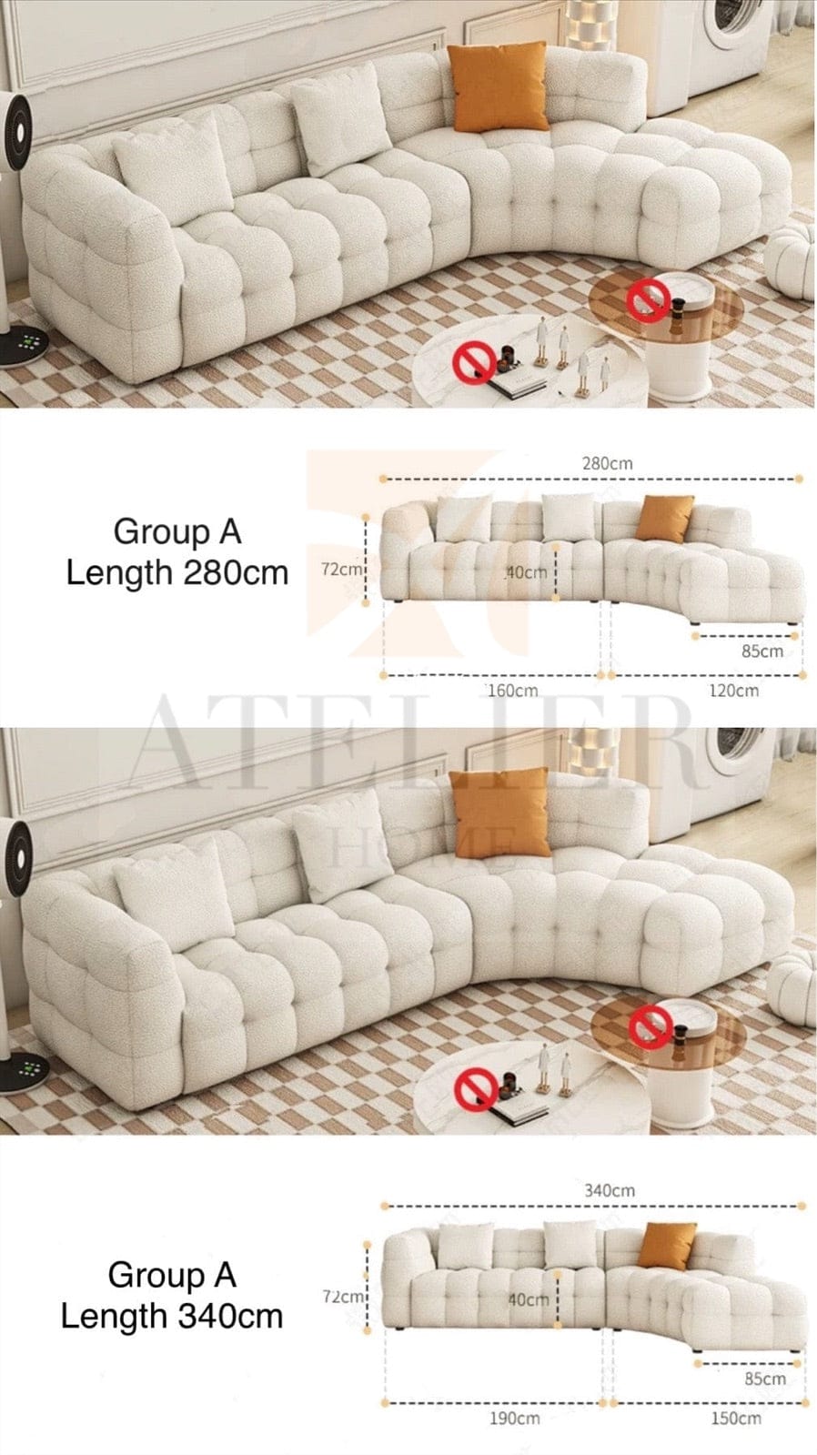 Home Atelier Lara Performance Boucle Curve Sofa
