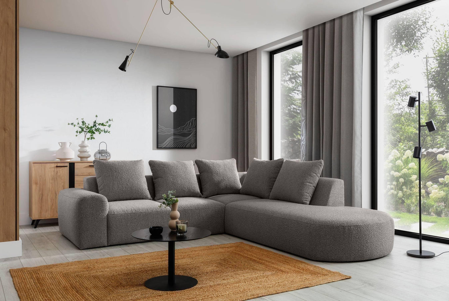 Home Atelier Laurent Scratch Resistant Sectional Sofa with Channel Tuftings