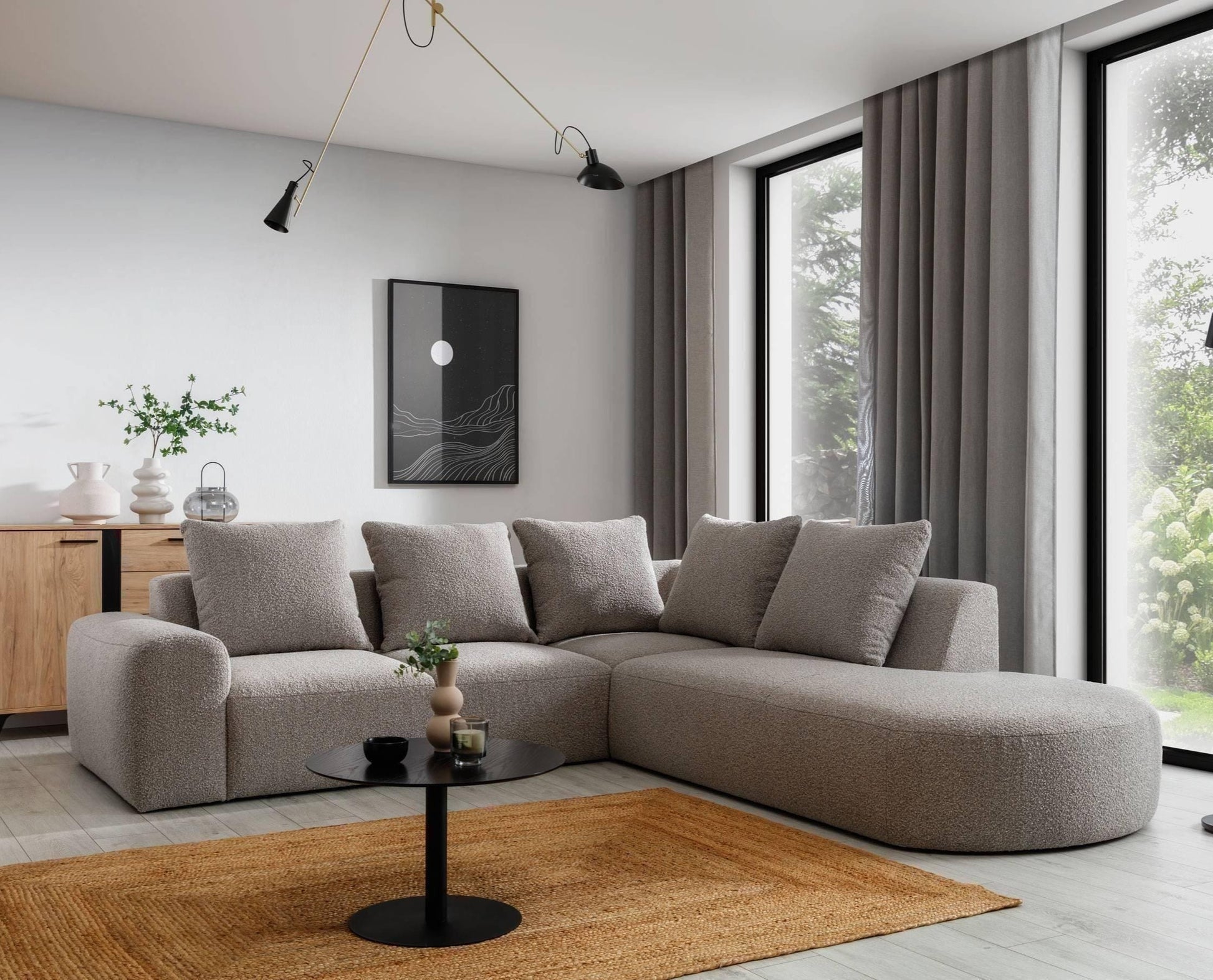 Home Atelier Laurent Scratch Resistant Sectional Sofa with Channel Tuftings