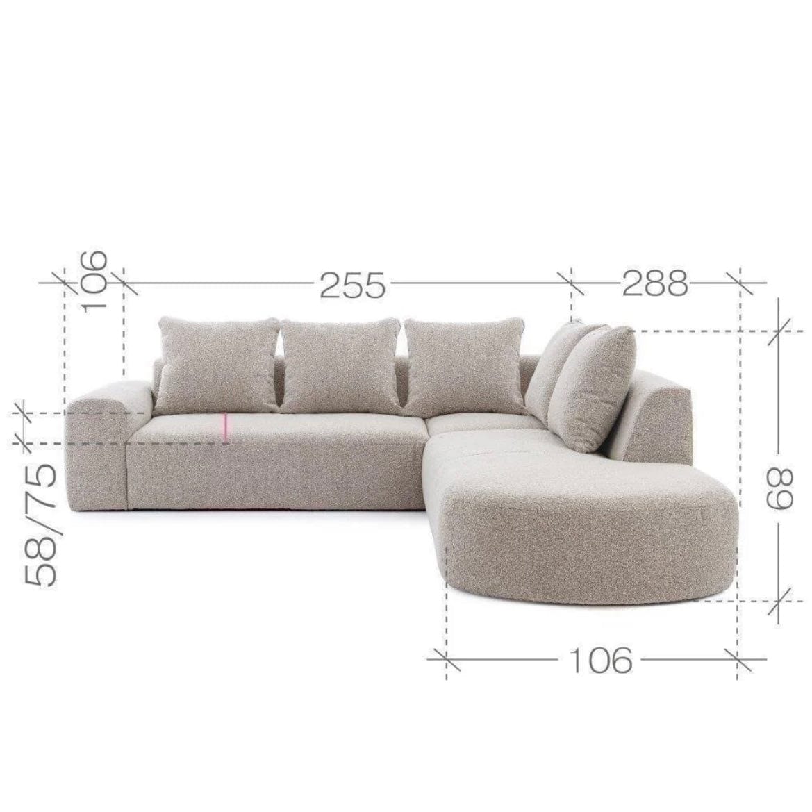 Home Atelier Laurent Scratch Resistant Sectional Sofa with Channel Tuftings