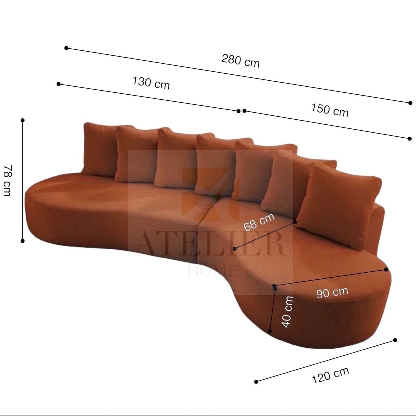 Home Atelier Lavina Sectional Curve Sofa