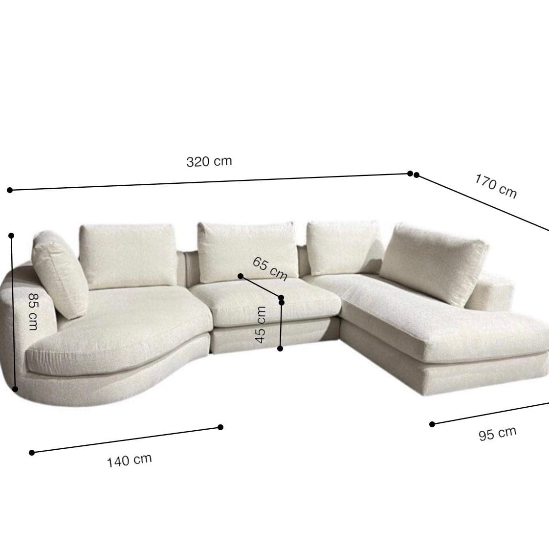 Home Atelier Lawrence Designer Sectional Round Chaise Sofa