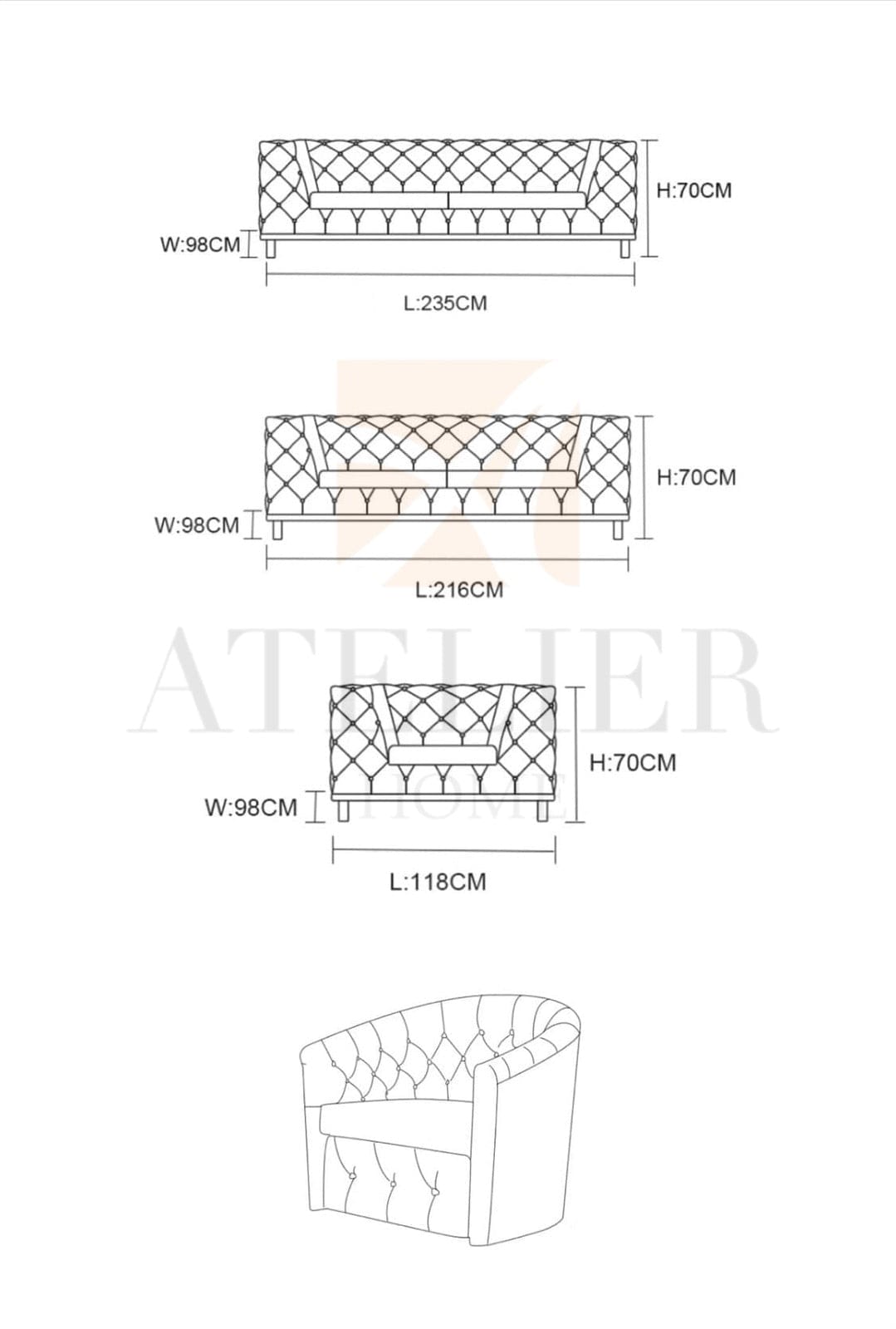 Home Atelier Leo Tufted Sectional Sofa
