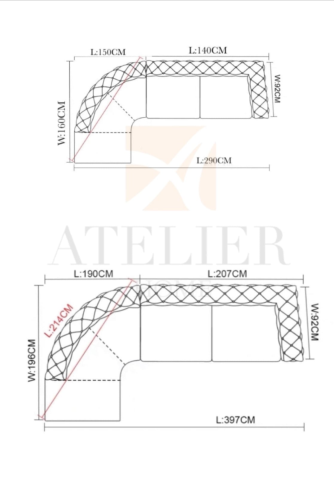 Home Atelier Leo Tufted Sectional Sofa