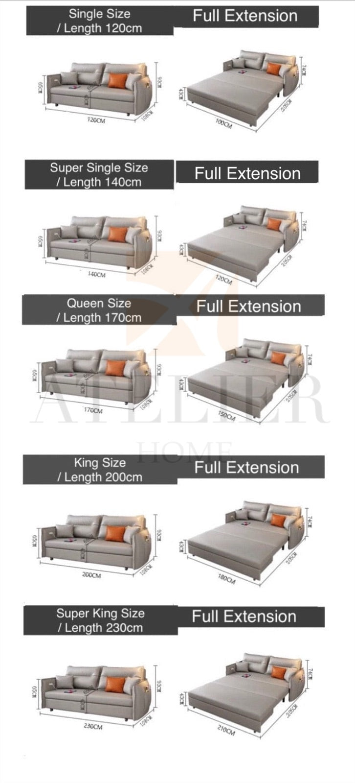 Home Atelier Leonard Electric Sofa Bed