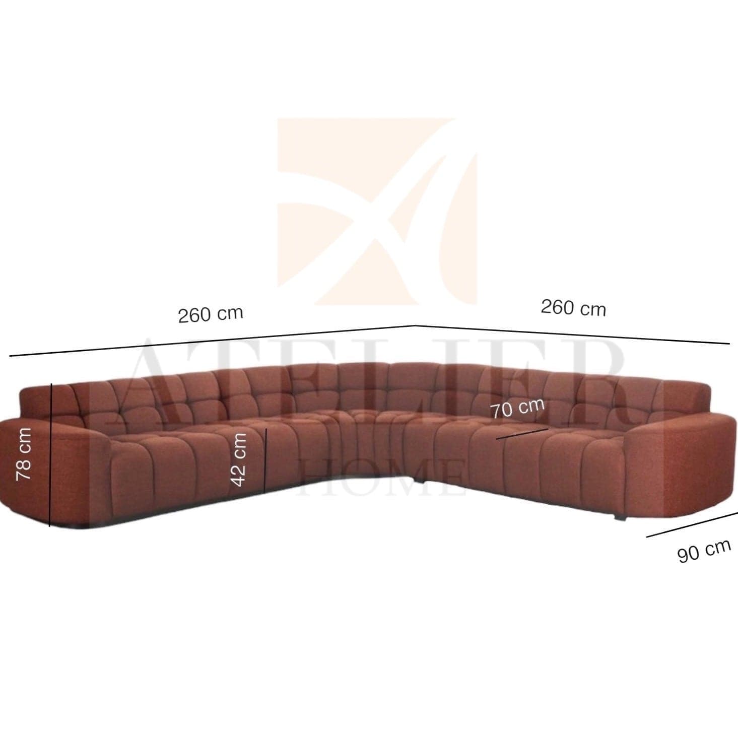 Home Atelier Lewis Performance Boucle Sectional Sofa with Tuftings