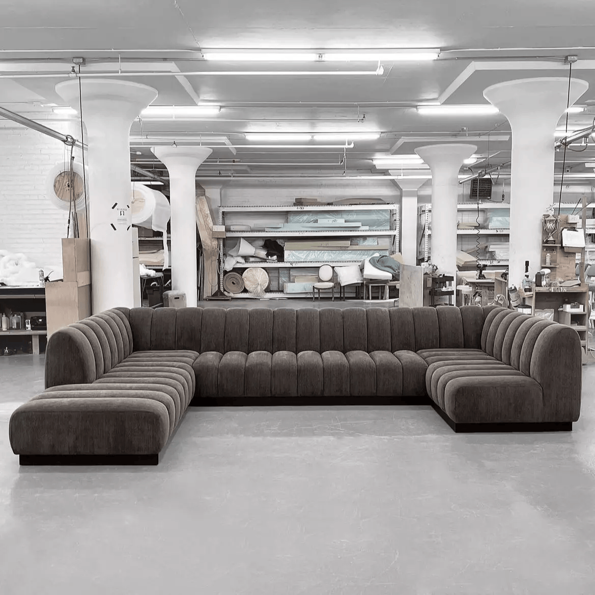 Home Atelier Lint Scratch Resistant Sectional Sofa with Channel Tufting