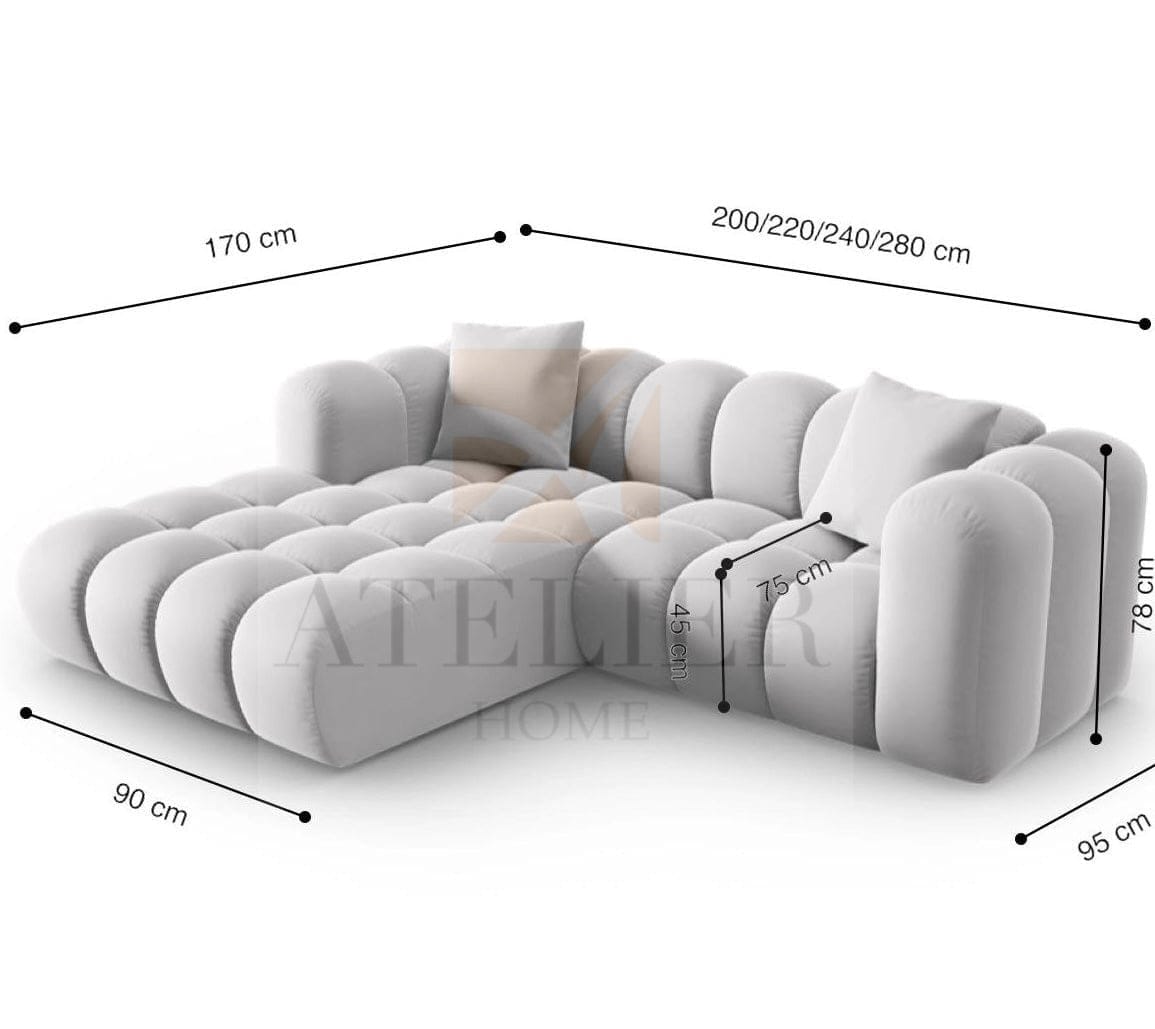 Home Atelier Lorenz Scratch Resistant Sectional Tufted Sofa