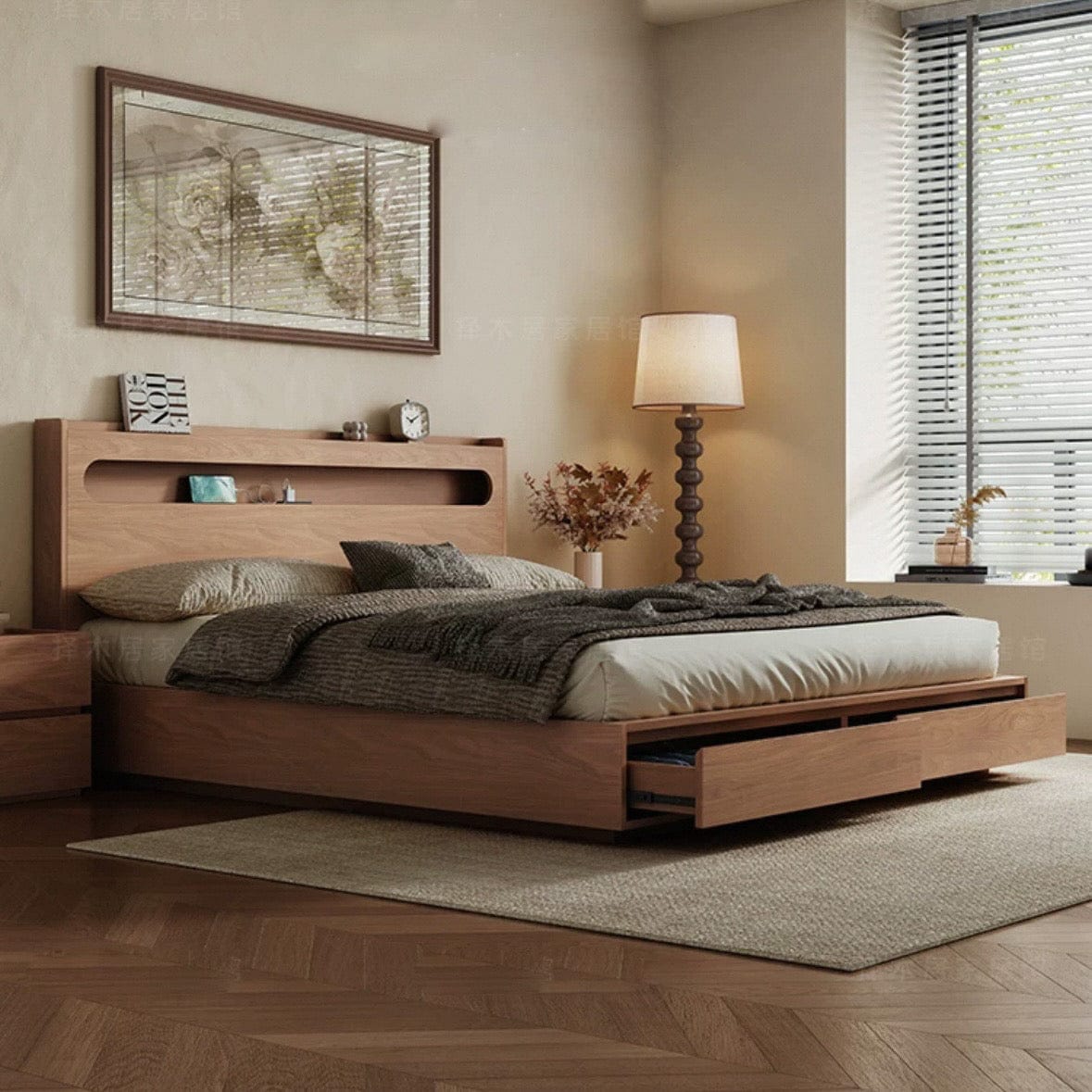 Home Atelier Lorista Wooden Storage Bed Frame