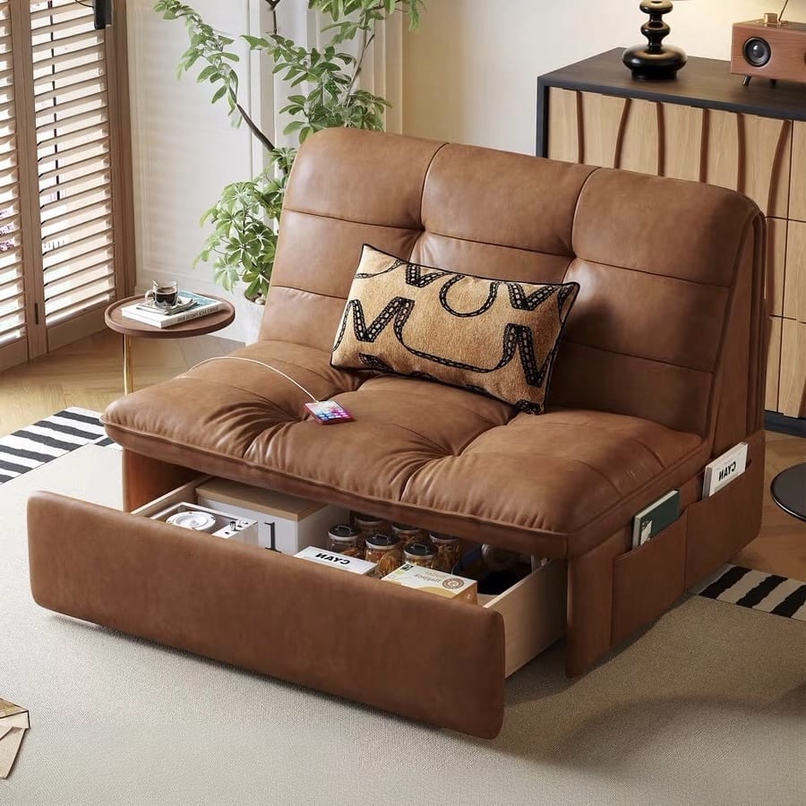 Home Atelier Lureco Scratch Resistant Leather Electric Sofa Bed
