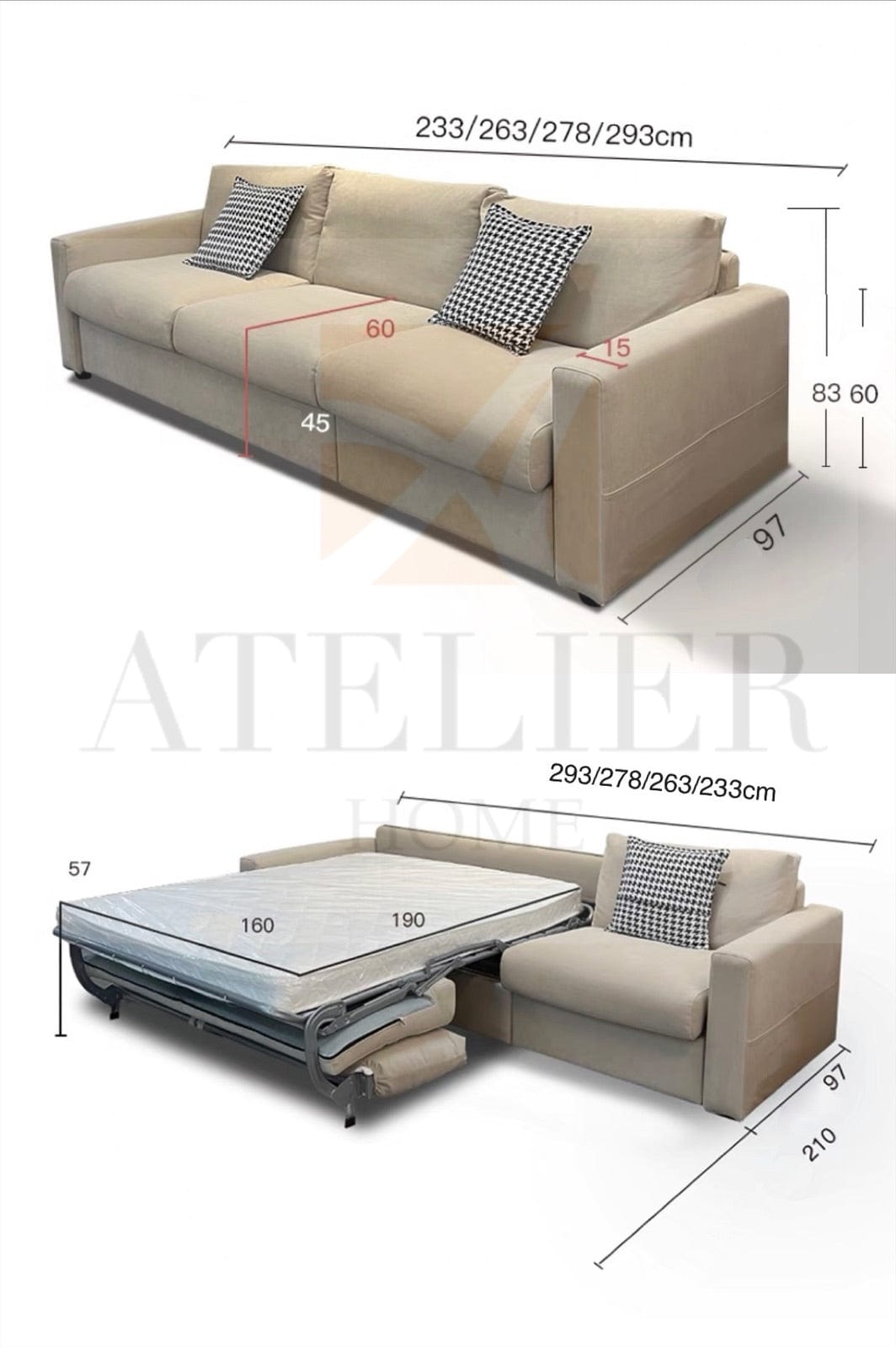 Home Atelier Mable Foldable Sofa Bed with Mattress