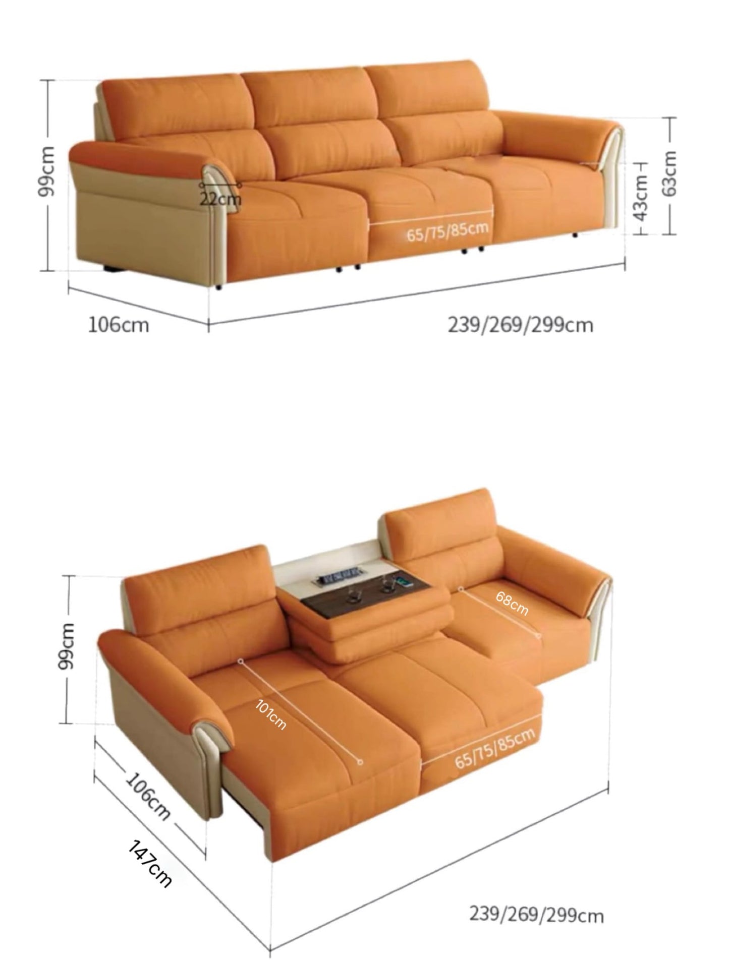 Home Atelier Maca Electric Leather Sofa Bed