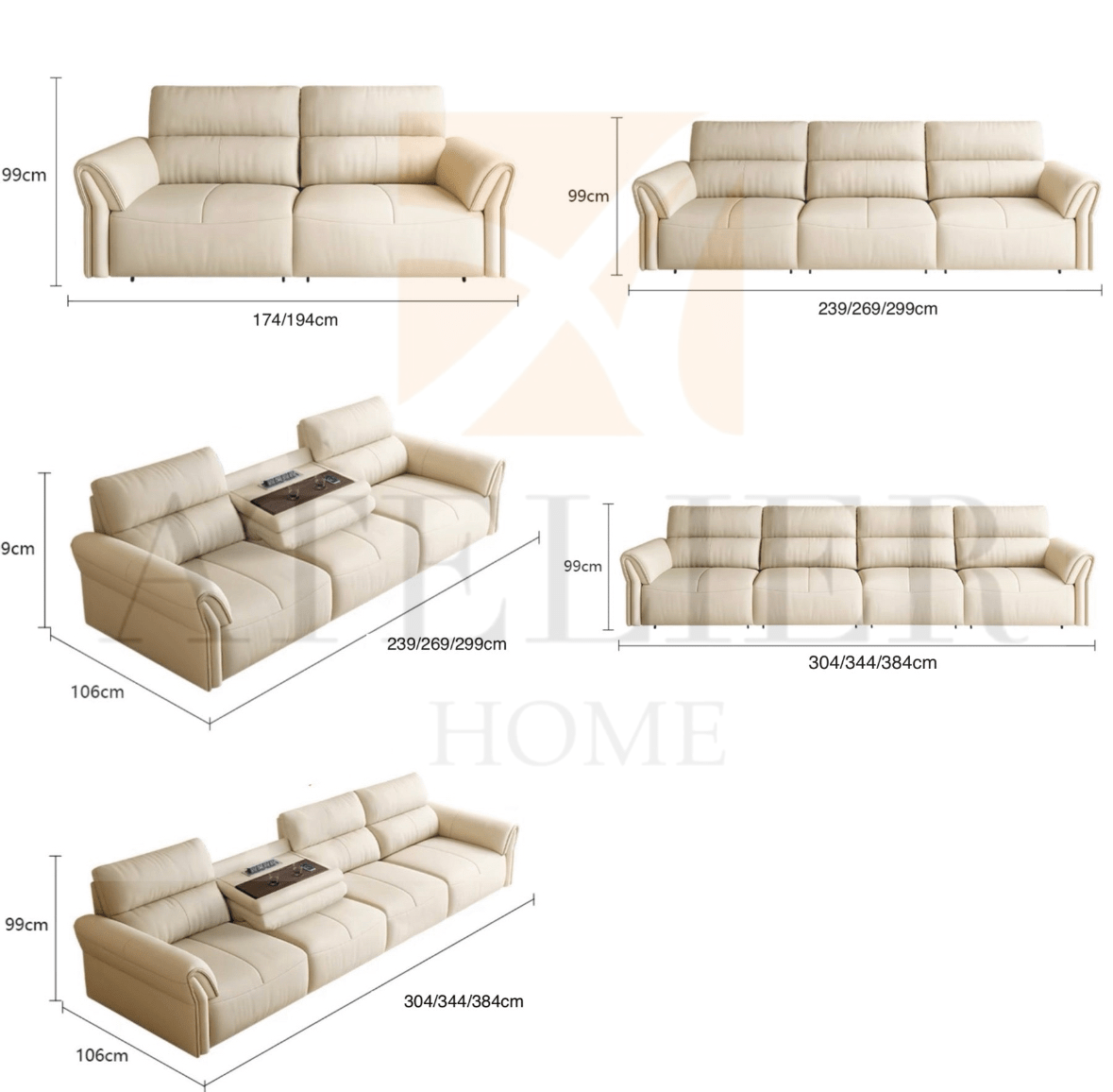 Home Atelier Maca Electric Leather Sofa Bed