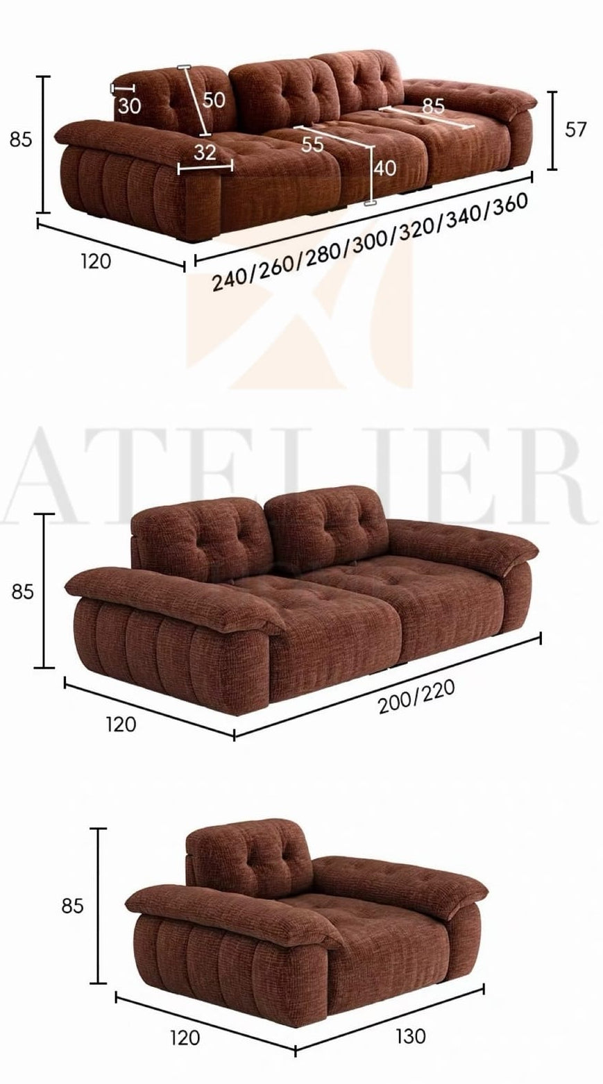 Home Atelier Magdelina Scratch Resistant Backrest Slider Sofa (Copy)