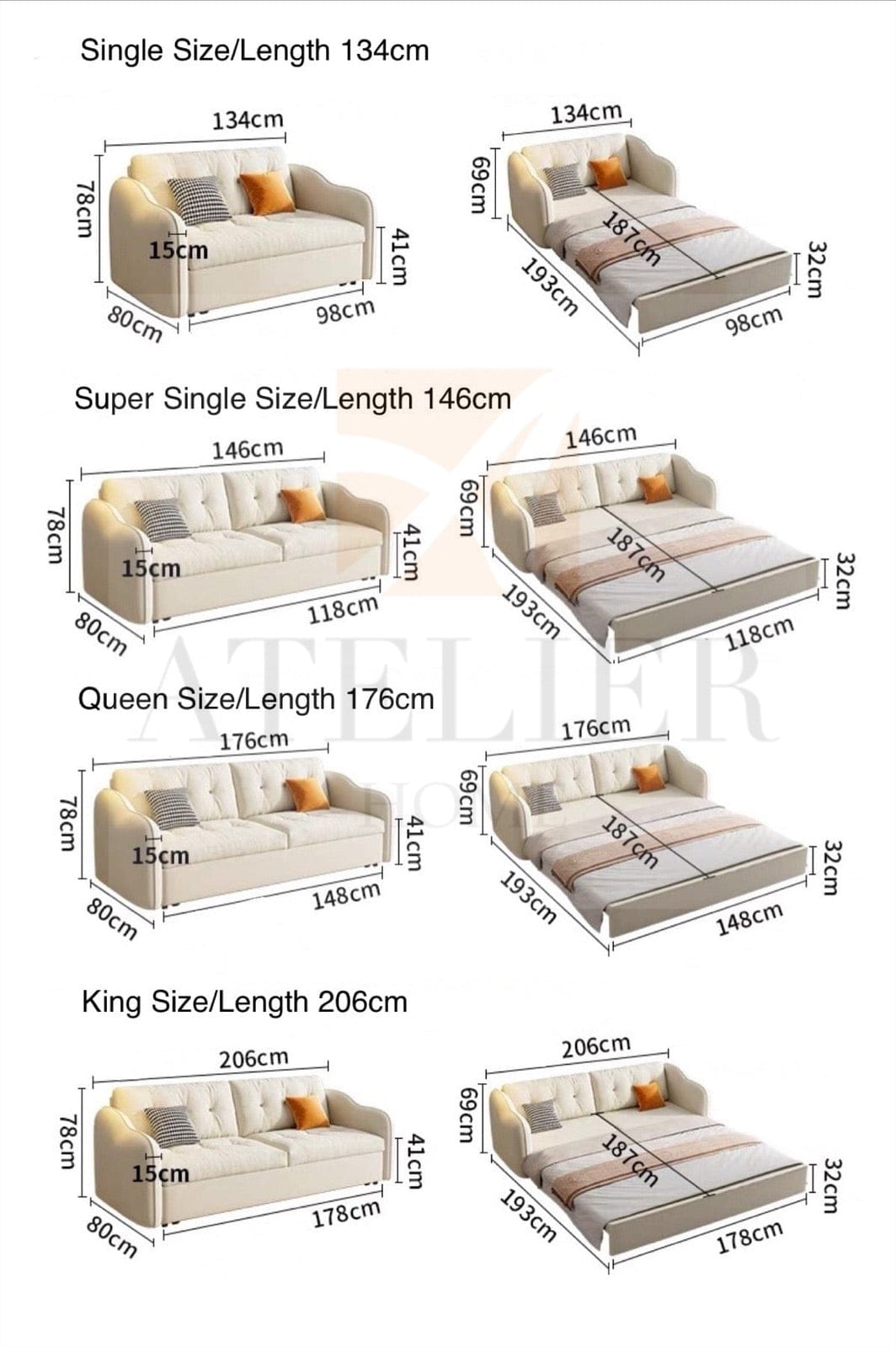 Home Atelier Magdeline Storage Sofa Bed