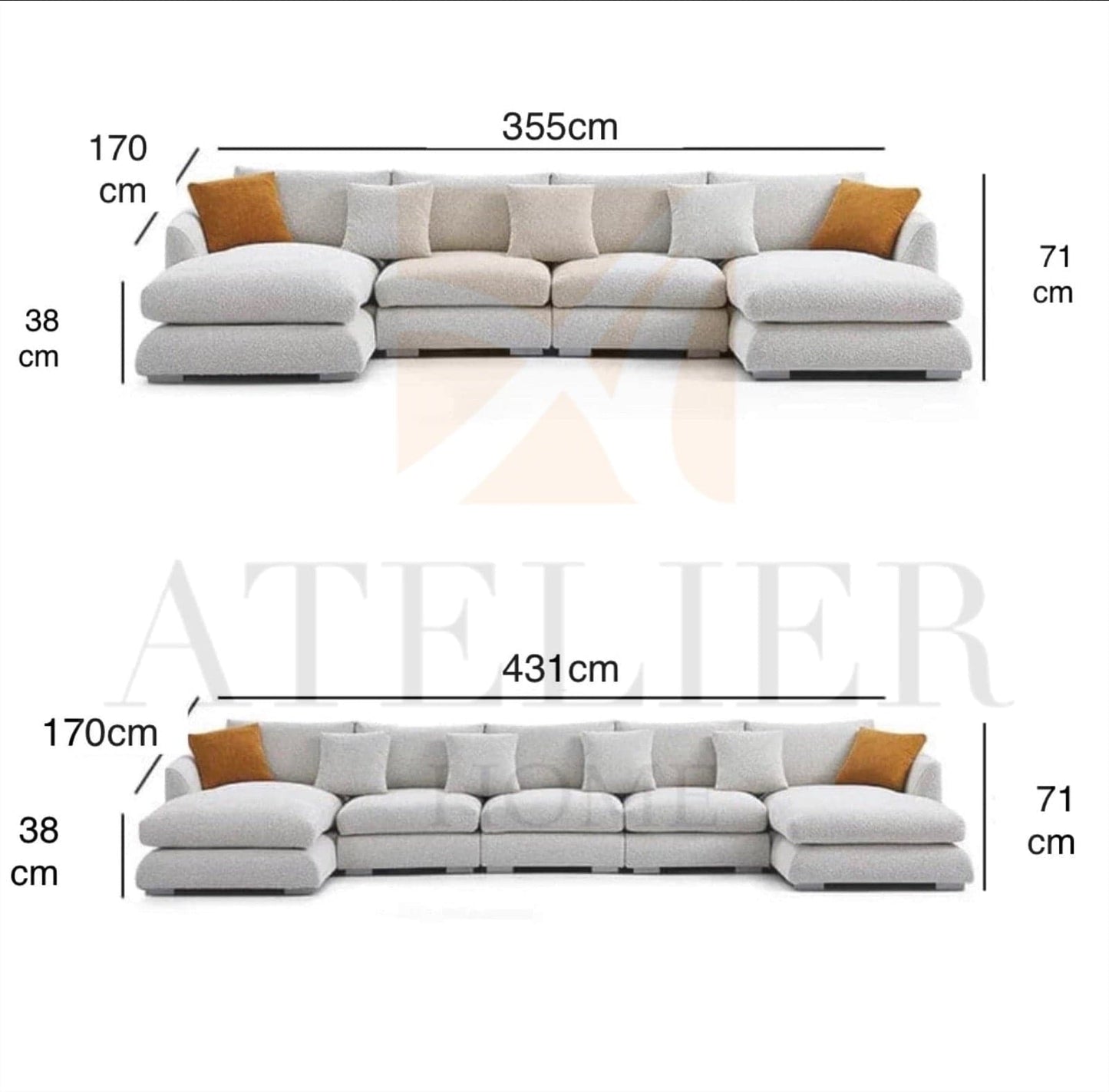 Home Atelier Maison Performance Boucle Sectional U-shape Sofa