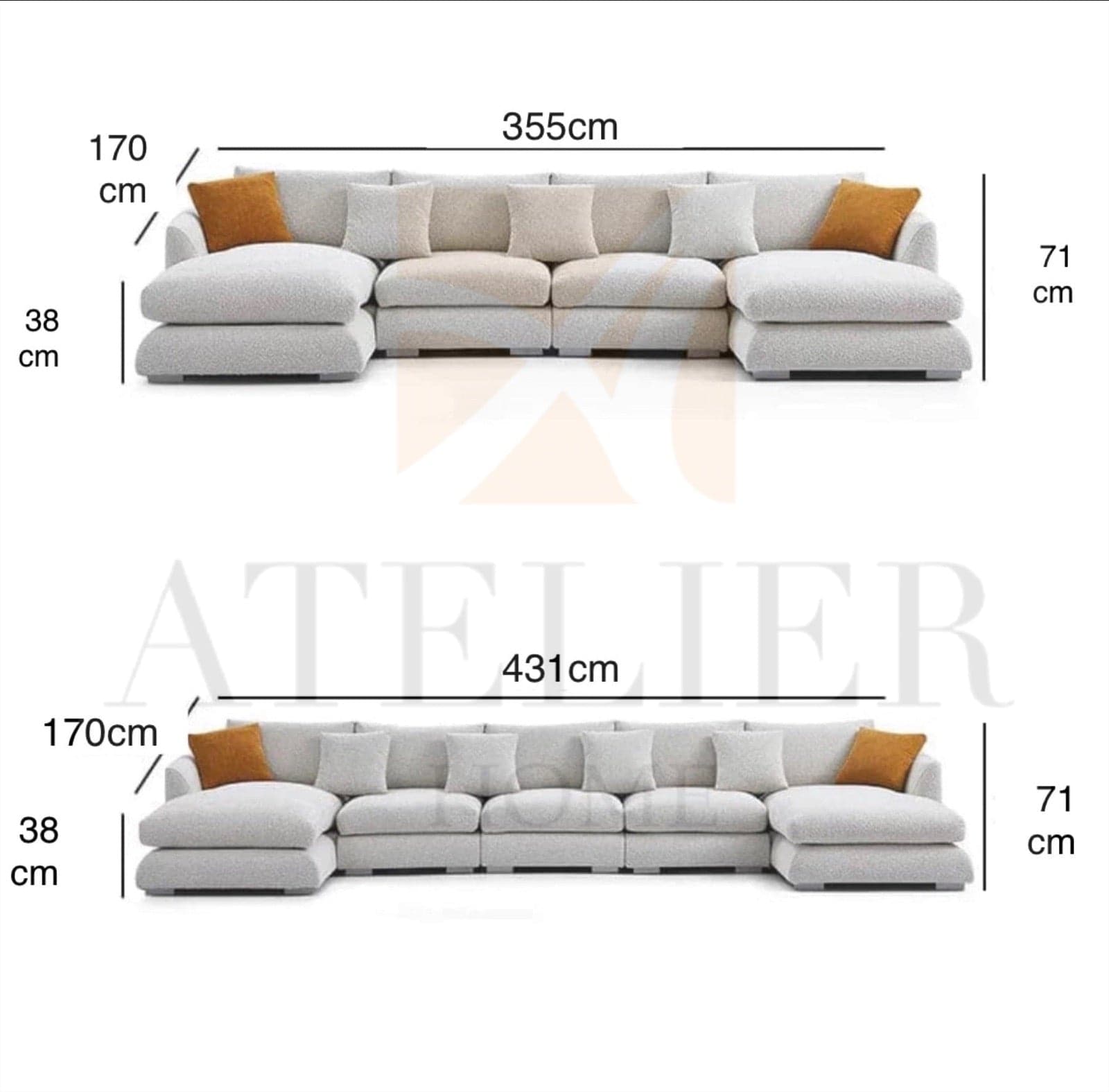 Home Atelier Maison Performance Boucle Sectional U-shape Sofa