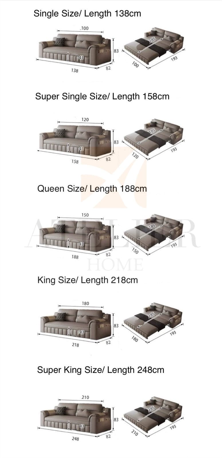 Home Atelier Mariano Scratch Resistant Storage Sofa Bed