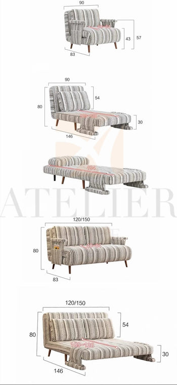 Home Atelier Masca Foldable Sofa Bed with Mattress (Copy)