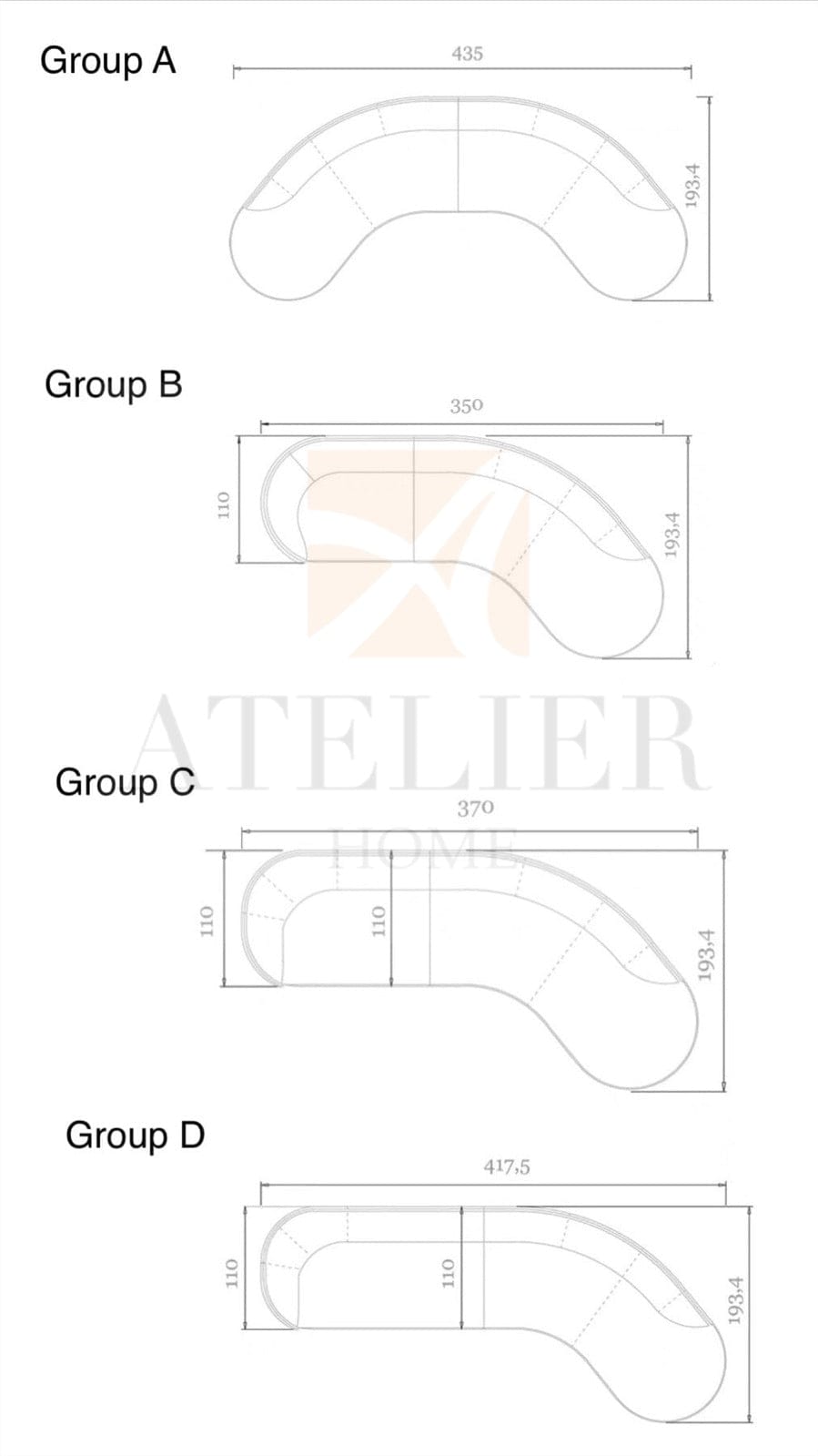 Home Atelier Matilda Sectional Curve Sofa