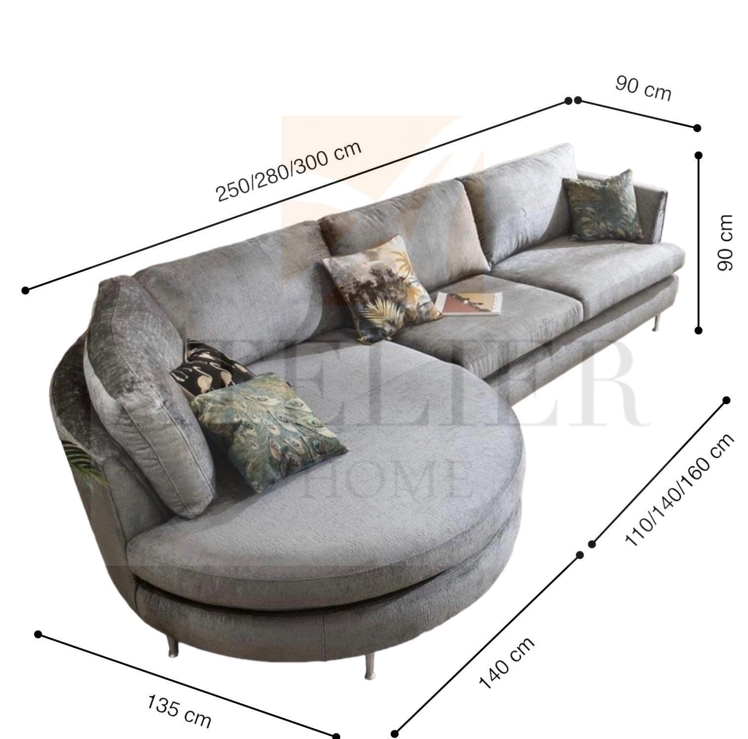 Home Atelier Maxim Sectional Curve Sofa