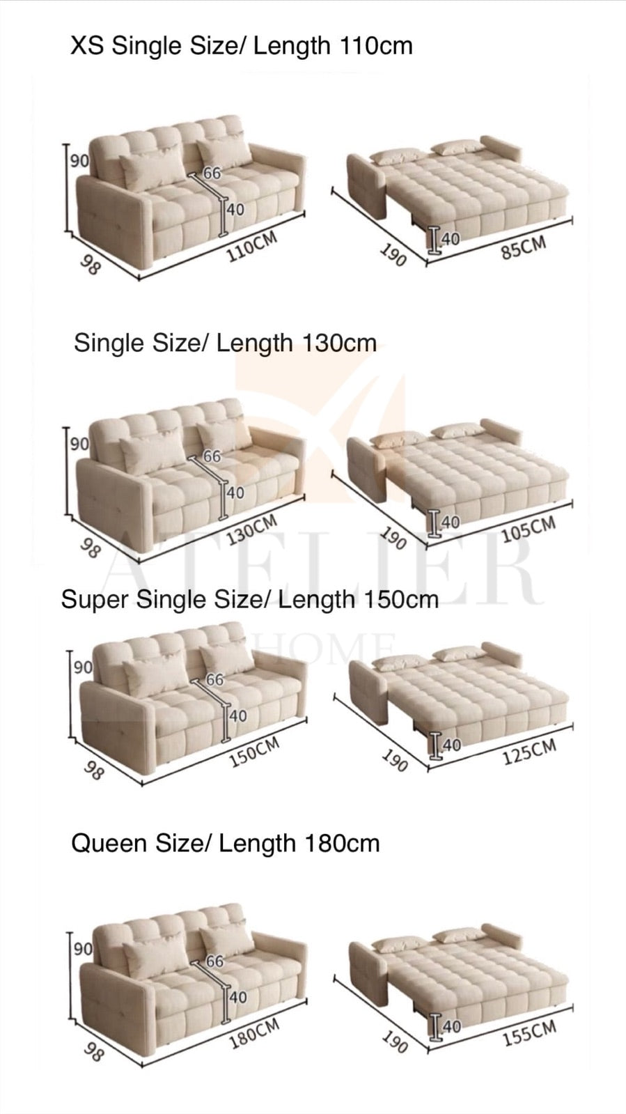 Home Atelier Megan Electric Sofa Bed