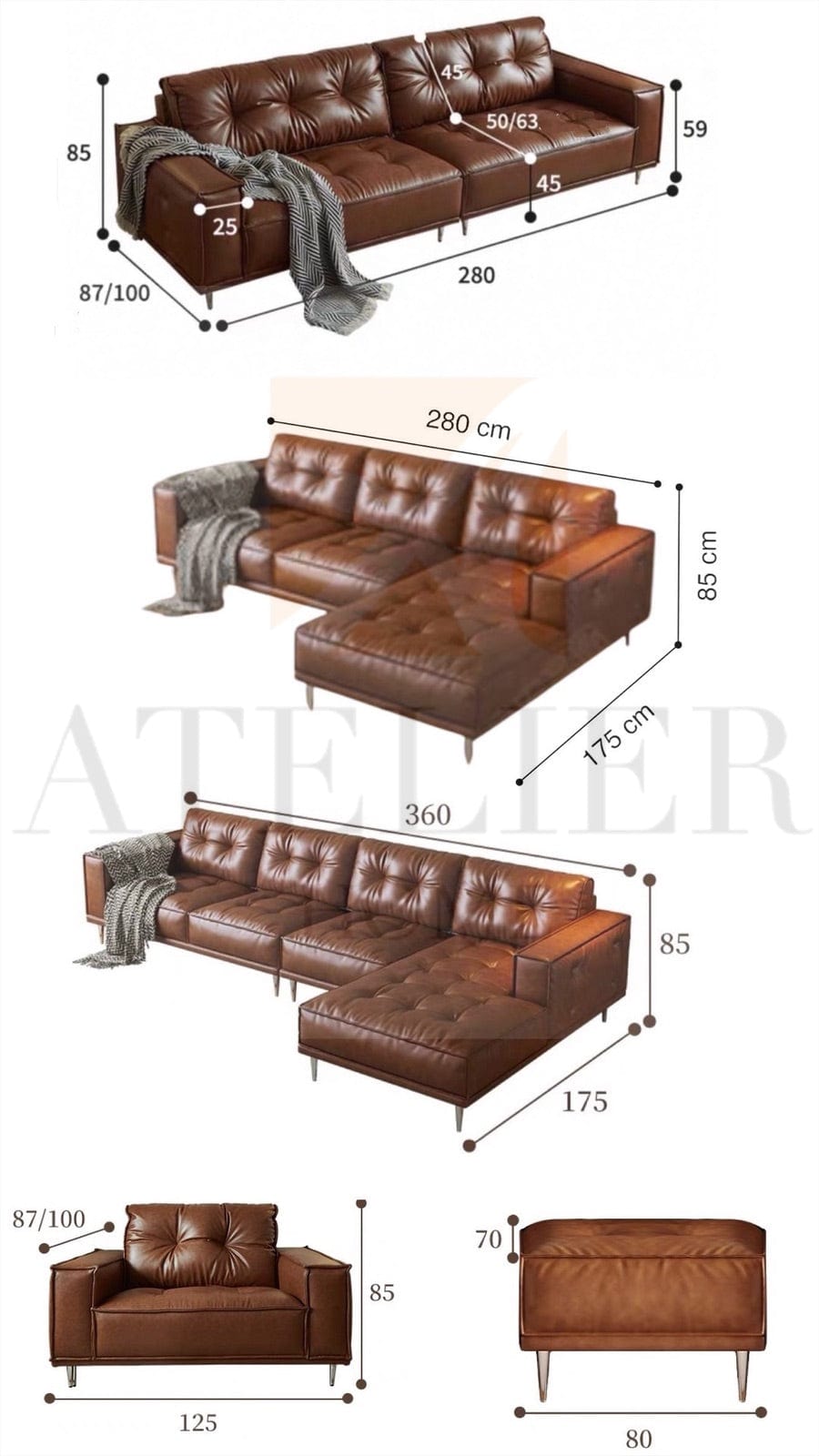 Home Atelier Michael Sectional Leather Sofa