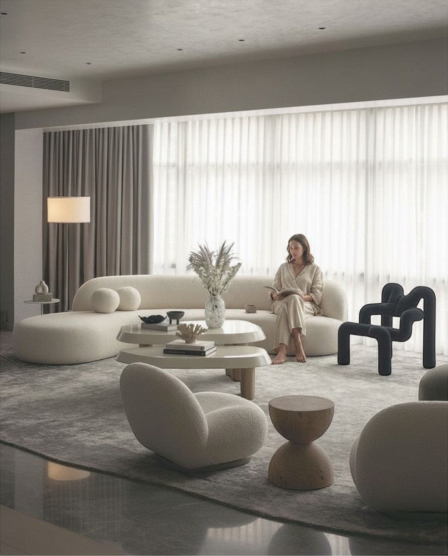 Home Atelier Modern Curved Living Room Sofa and Accent Chair Set