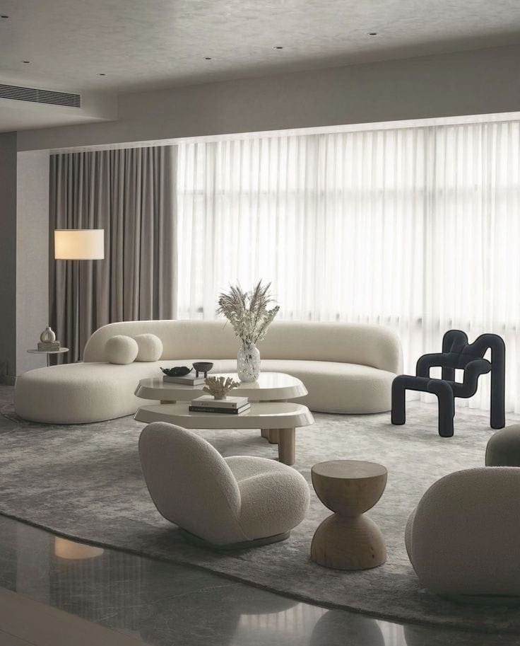 Home Atelier Modern Curved Living Room Sofa and Accent Chair Set
