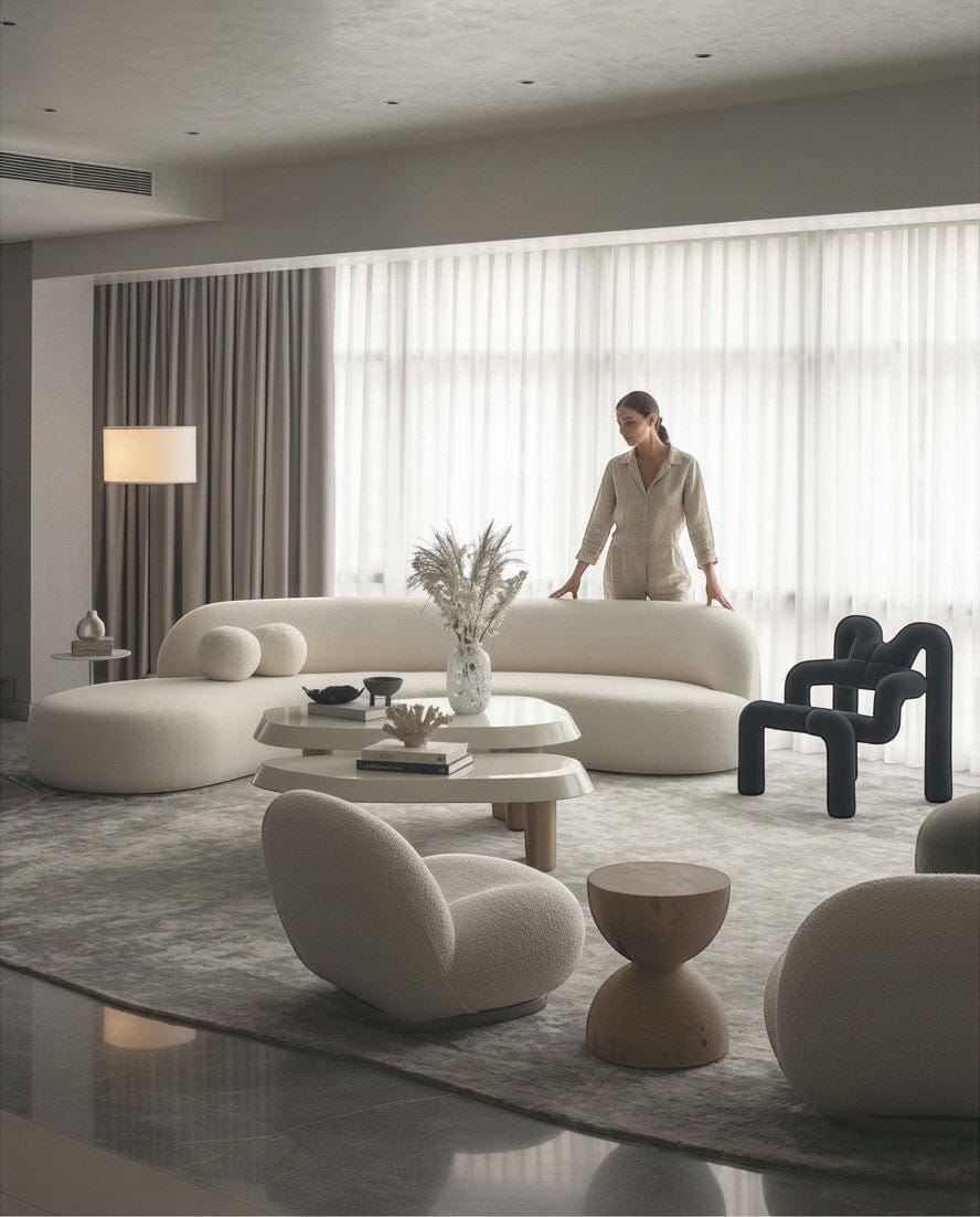 Home Atelier Modern Curved Living Room Sofa and Accent Chair Set