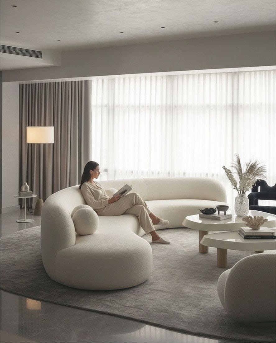 Home Atelier Modern Curved Living Room Sofa and Accent Chair Set
