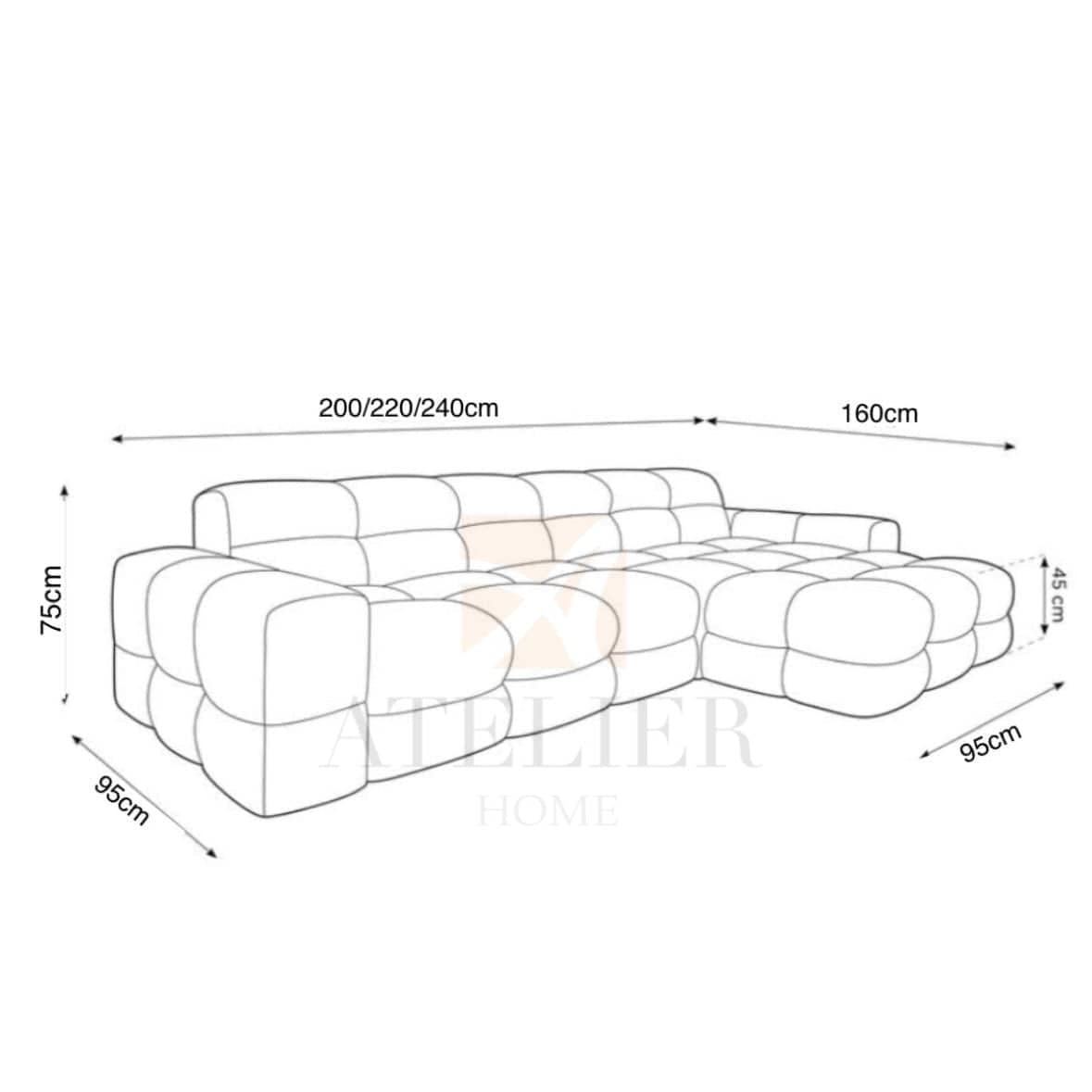 Home Atelier Monet Scratch Resistant Sectional Sofa