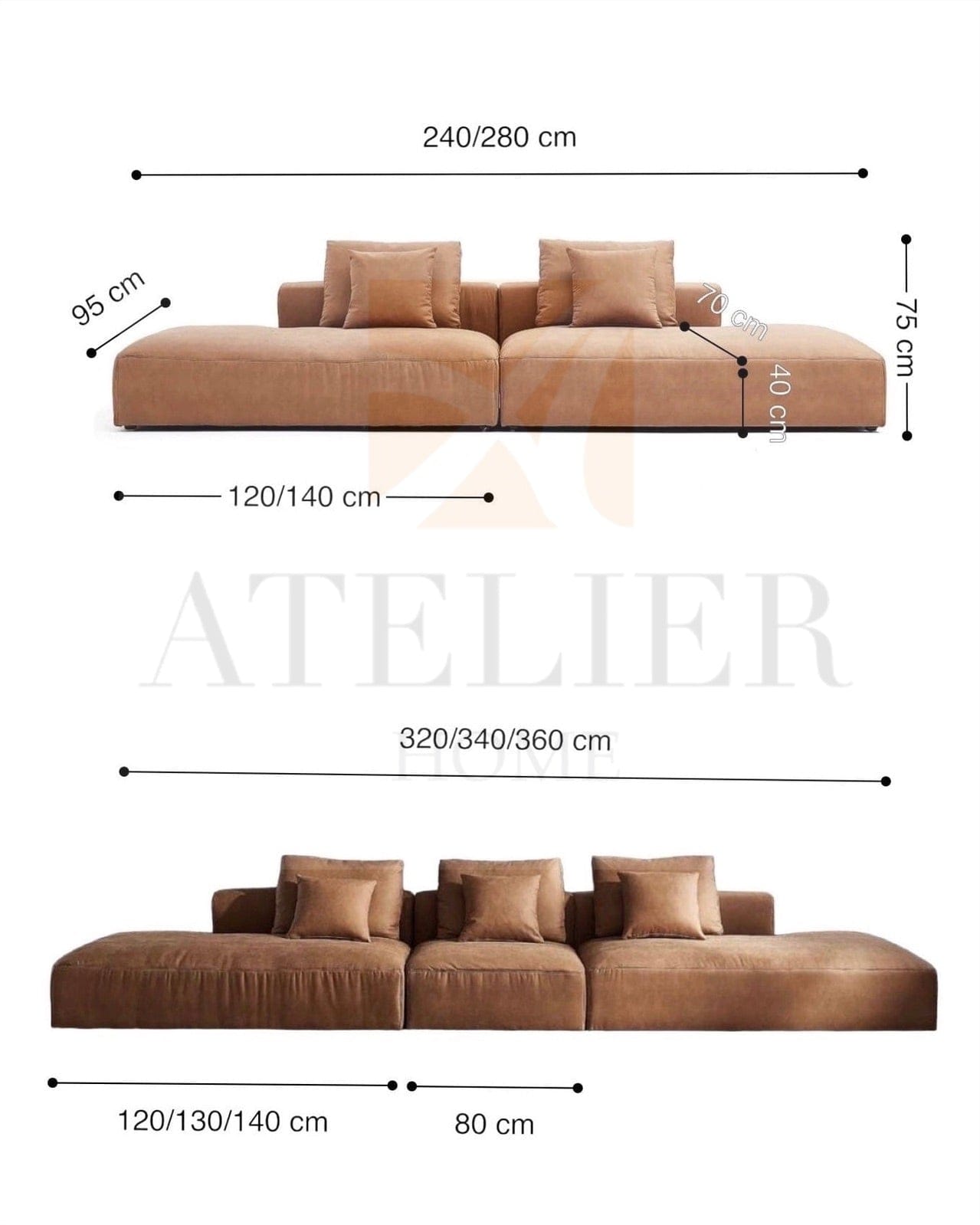 Home Atelier Nathan Sectional Open Chaise Sofa