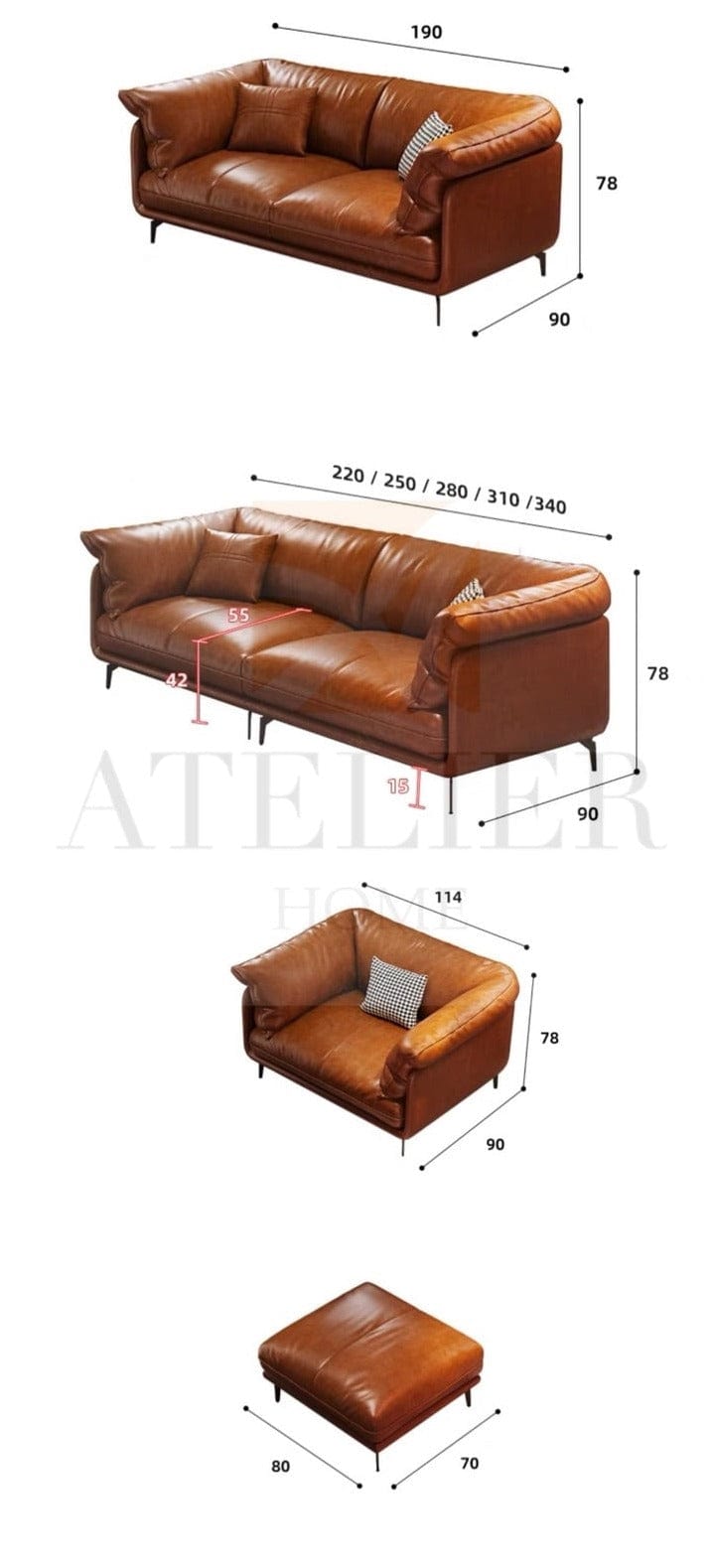 Home Atelier Navin Leather Sectional Sofa