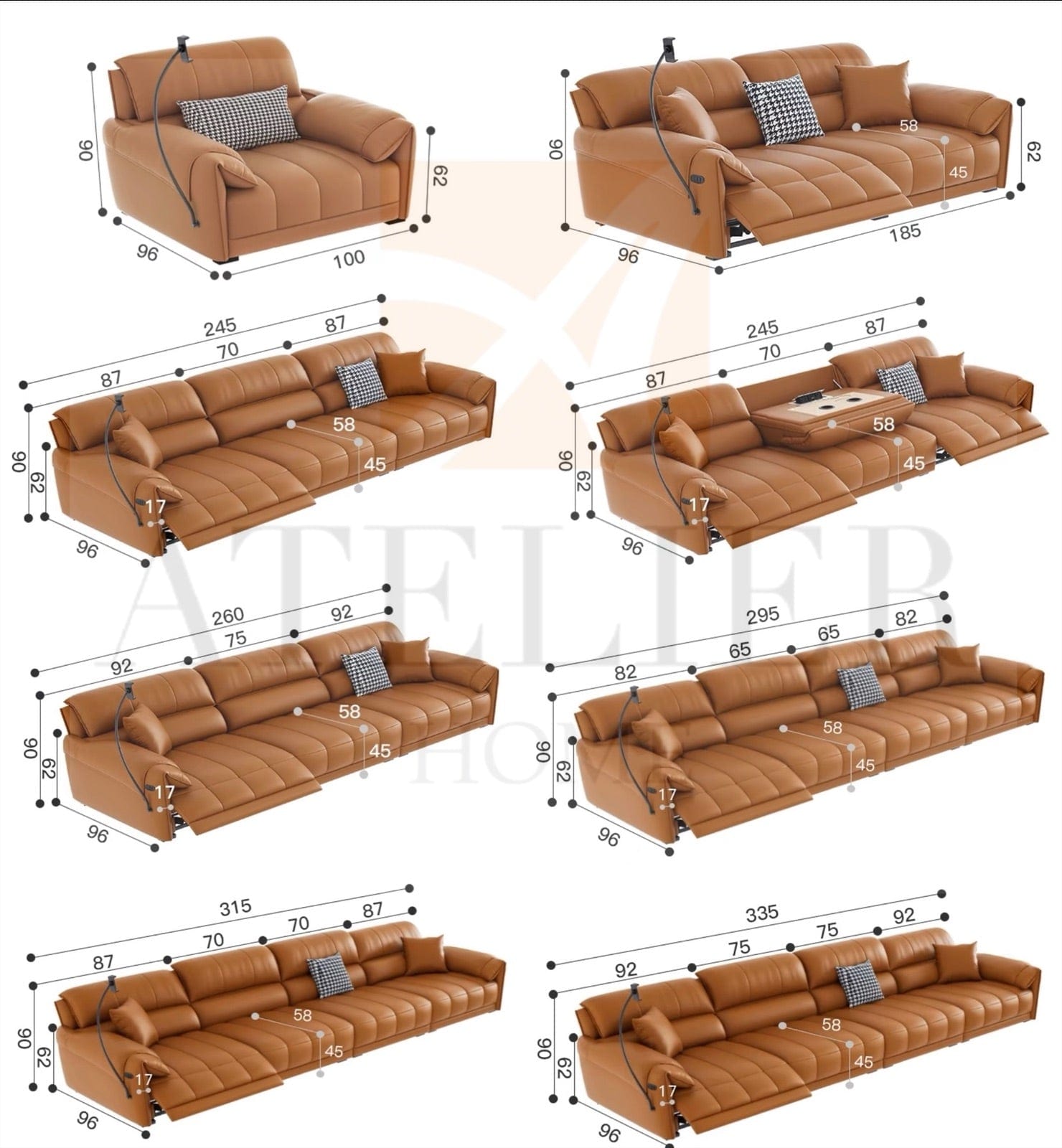 Home Atelier Nelson Leather Electric Recliner Sofa