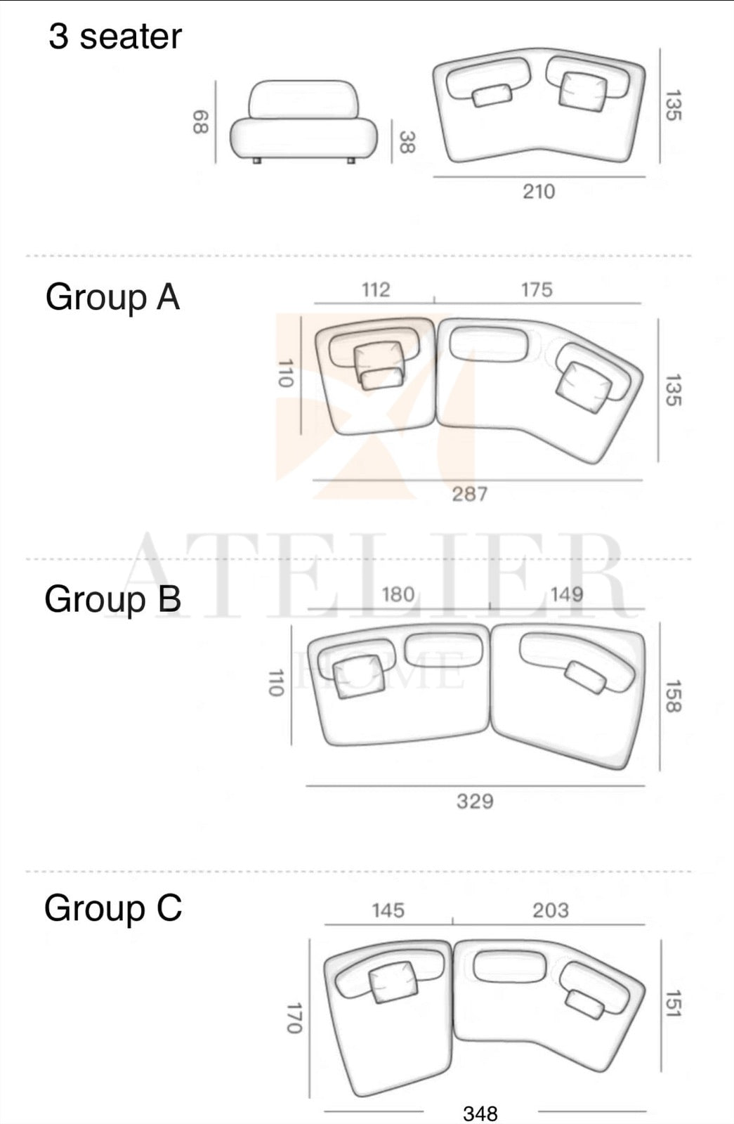 Home Atelier Niccolo Sectional Sofa