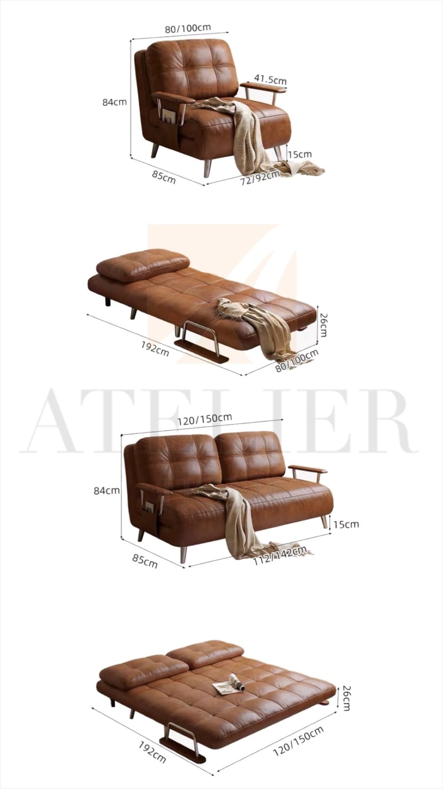 Home Atelier Noa Pull-out Boucle Sofa Bed (Copy 6)