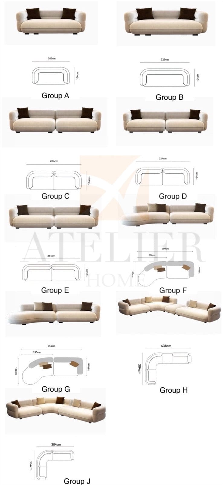 Home Atelier Nordin Scratch Resistant Curve Sofa
