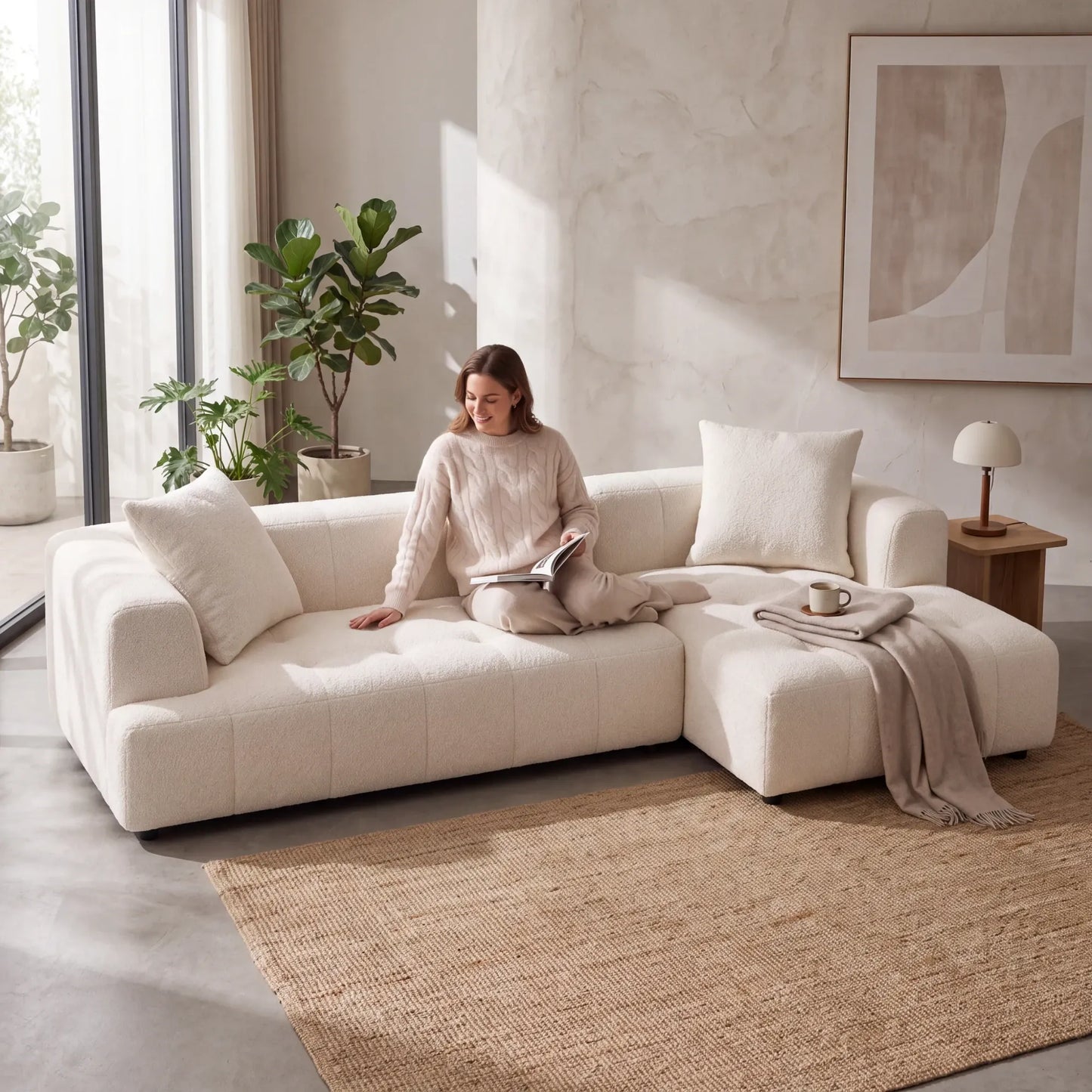 Home Atelier Okira Scratch Resistant Sectional Sofa with Channel Tuftings (Copy)