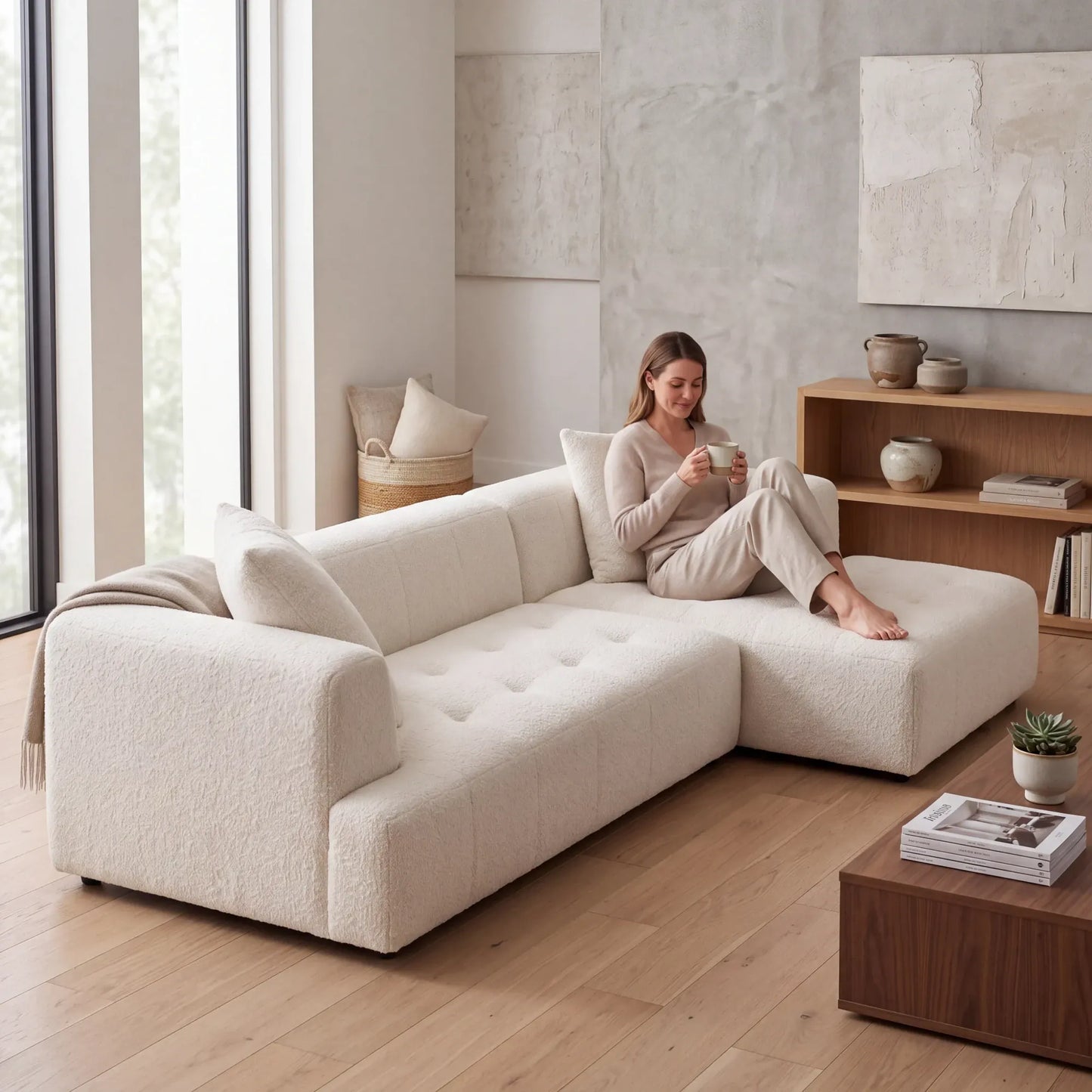 Home Atelier Okira Scratch Resistant Sectional Sofa with Channel Tuftings (Copy)