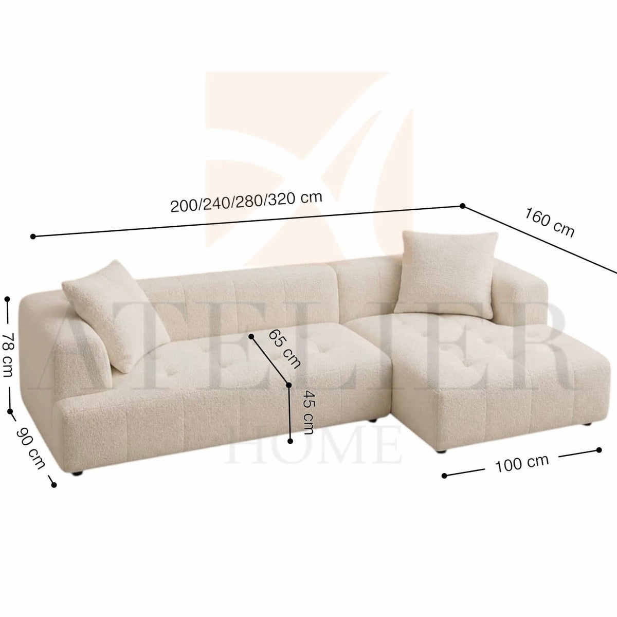 Home Atelier Okira Scratch Resistant Sectional Sofa with Channel Tuftings (Copy)