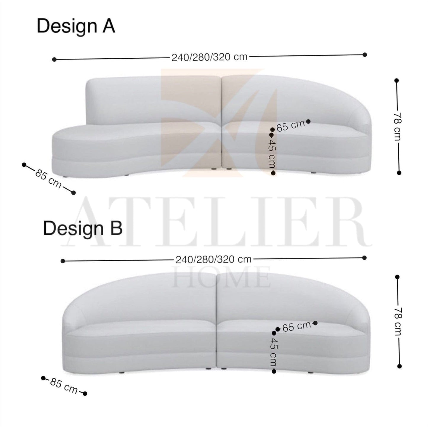 Home Atelier Oswald Scratch Resistant Sectional Leather Curve Sofa
