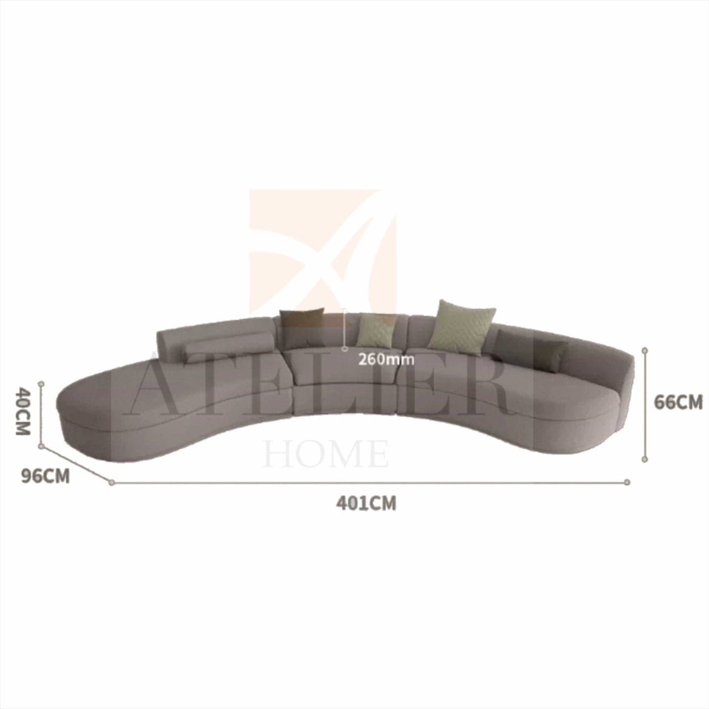 Home Atelier Parker Scratch Resistant Sectional Curve Sofa