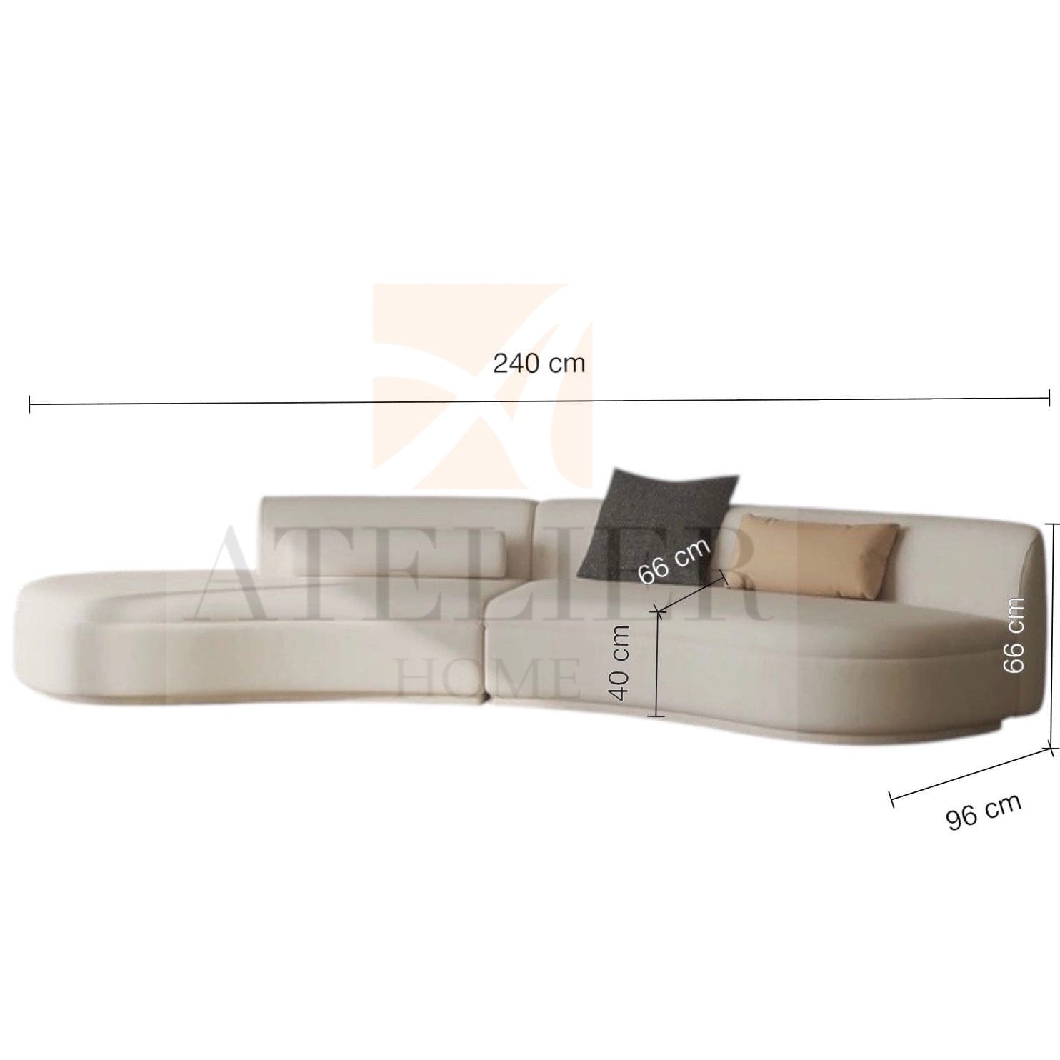 Home Atelier Parker Scratch Resistant Sectional Curve Sofa