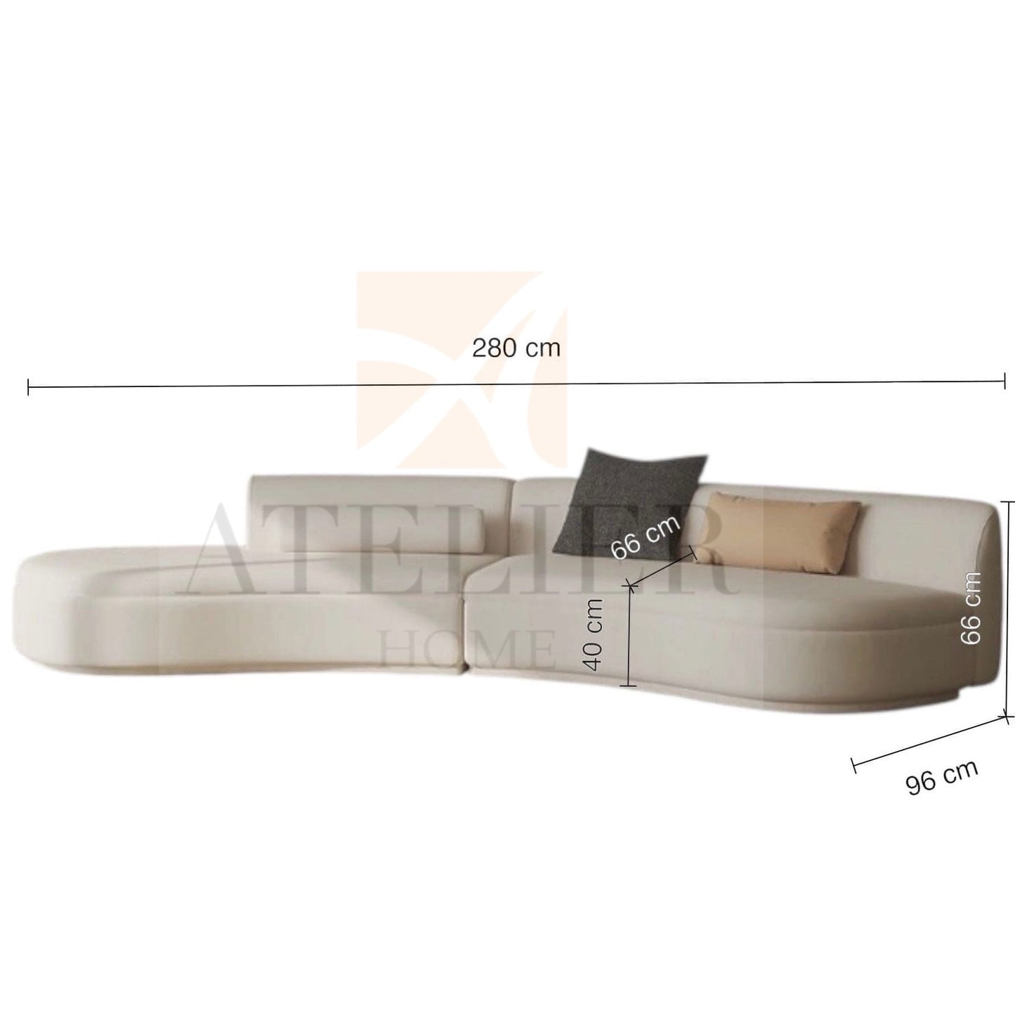 Home Atelier Parker Scratch Resistant Sectional Curve Sofa