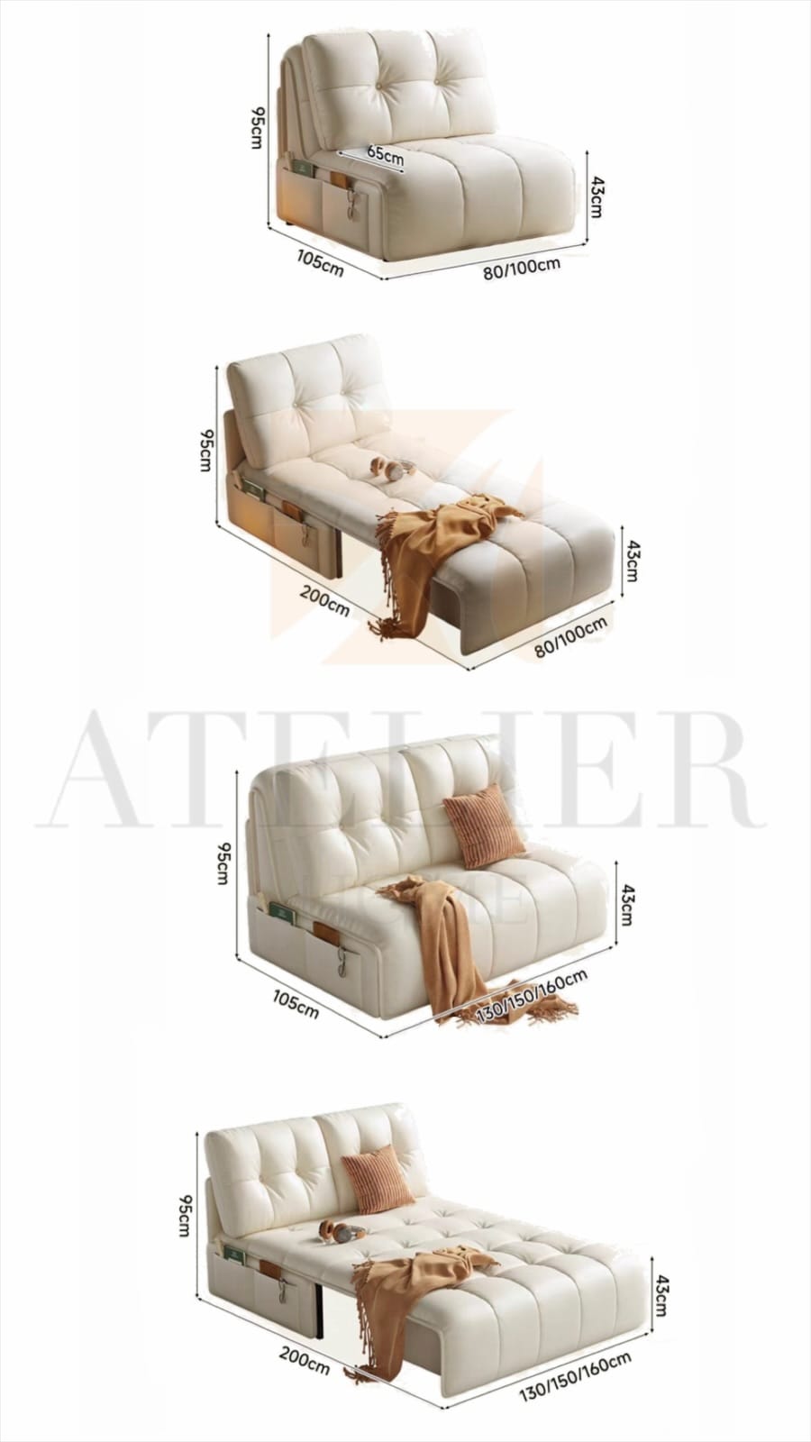 Home Atelier Penelope Scratch Resistant Electric Extendable Sofa Bed (Copy 6)