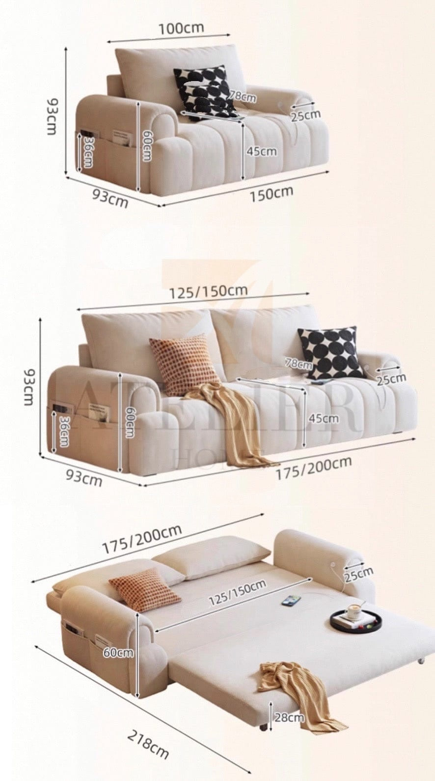 Home Atelier Penny Scratch Resistant Foldable Sofa Bed